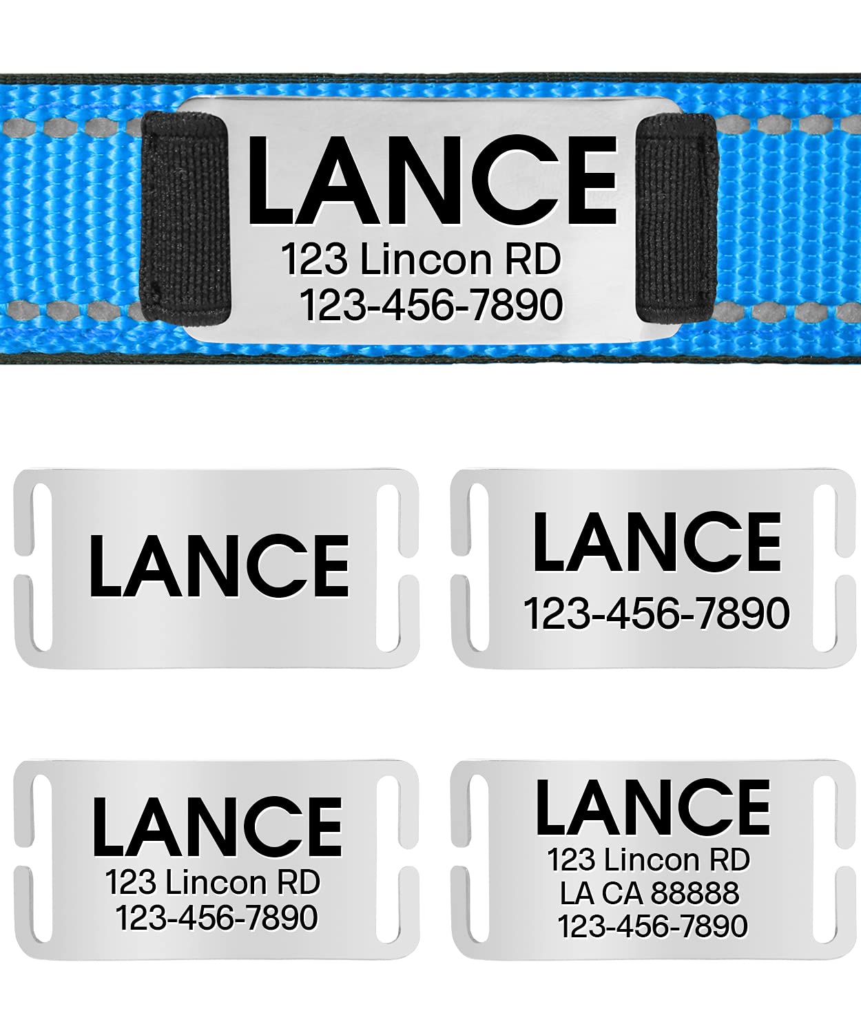Joytale Personalized Dog Collars, Reflective Nylon Dog Collar With Engraved Name Plate, Customized For Medium Dogs, Sky Blue, M