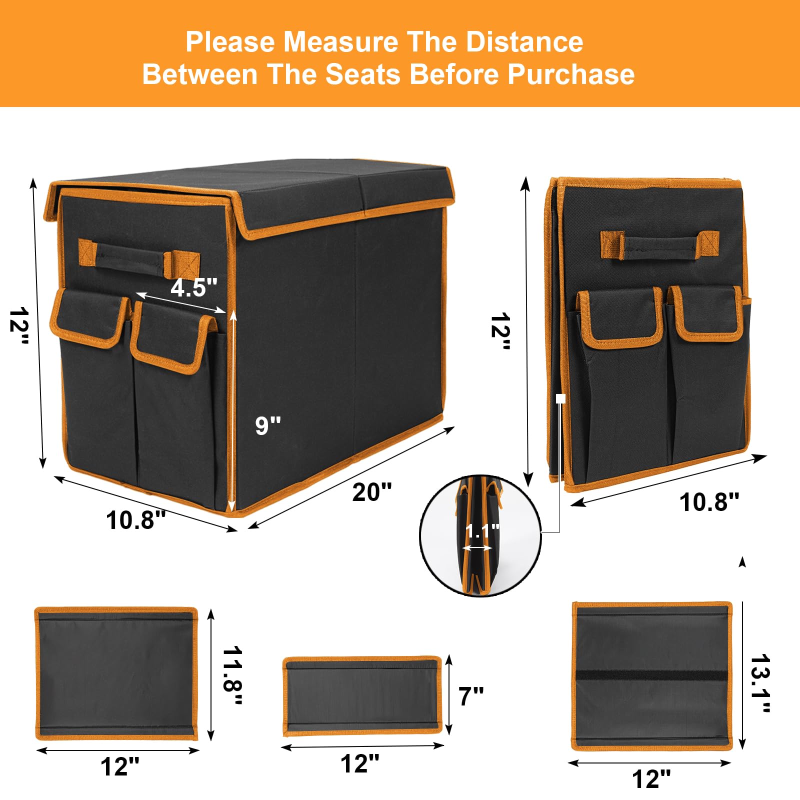 Back Seat Extender For Dogs Up To 200Lbs, Backseat Extender With Storage Pockets, Collapsible Dog Car Front Seat Extender For Tr