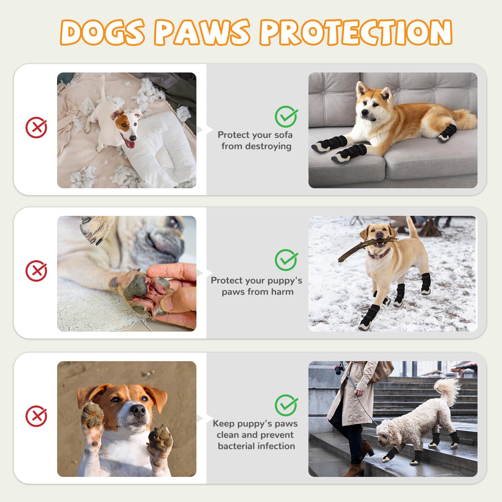 Dog Shoes For Large Small Medium Dogs, Dog Snow Boots Winter, Dog Booties And Paw Protectors To Prevent Licking, Anti-Slip Dog S