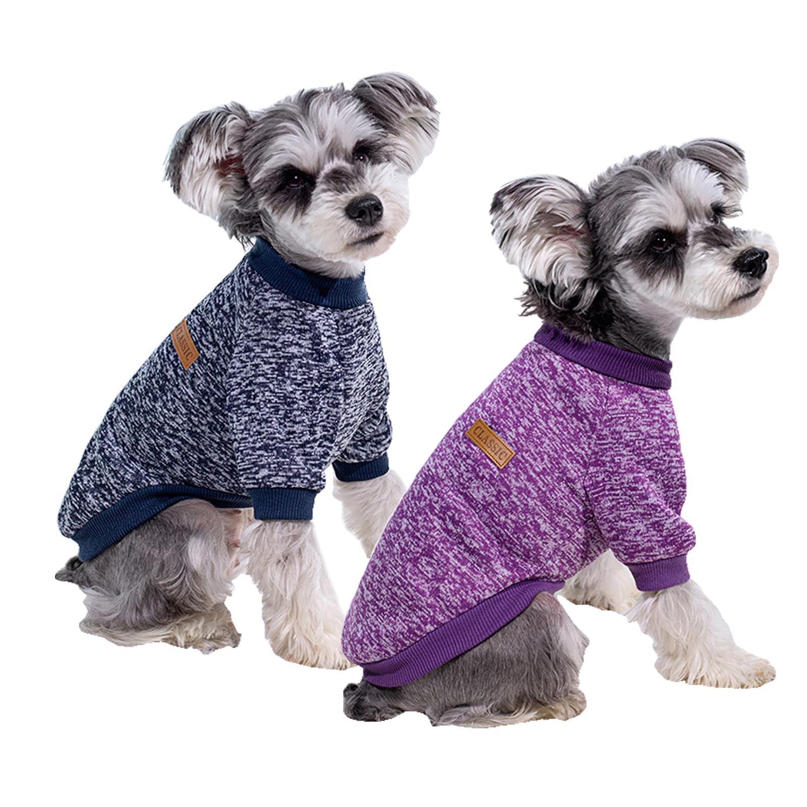 2 Pack Dog Sweaters for Small Dogs - Warm Winter Puppy Sweaters Cute Soft Dog Clothes Outfit Pet Costume for Boy Girl Doggie, Ca