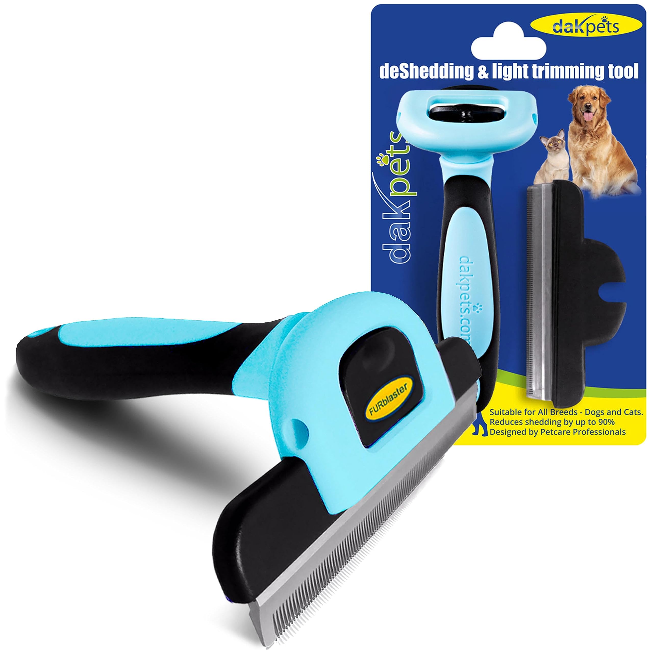 Dakpets Deshedding Tool | Stainless Steel Grooming Brush For Shedding Fur Removal - Cats And Dogs