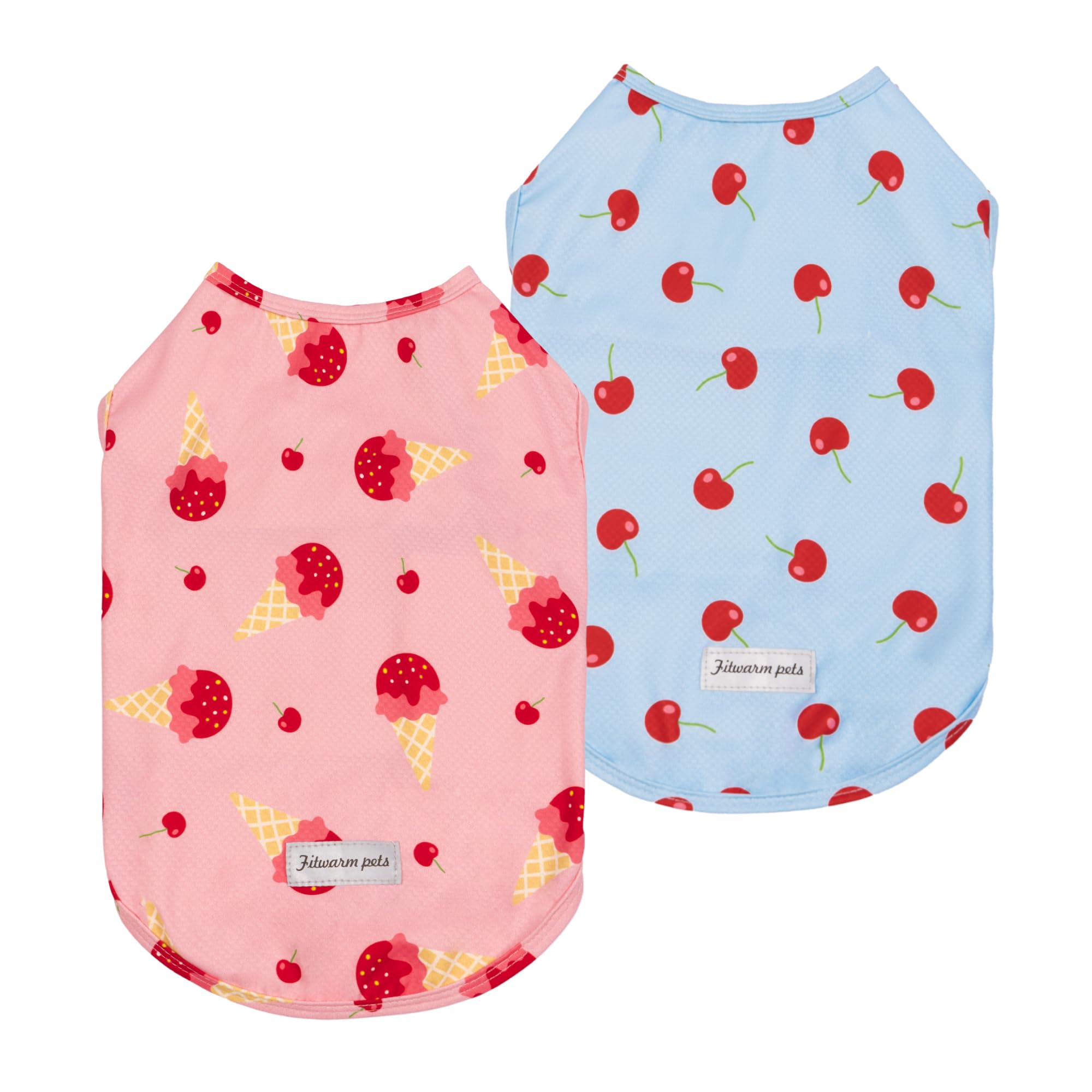 Fitwarm 2 Pack Ice Cream & Cherry Upf 50+ Uv Sun Protection Dog Shirt, Lightweight Cooling Vest, Quick Dry Summer Clothes For Sm