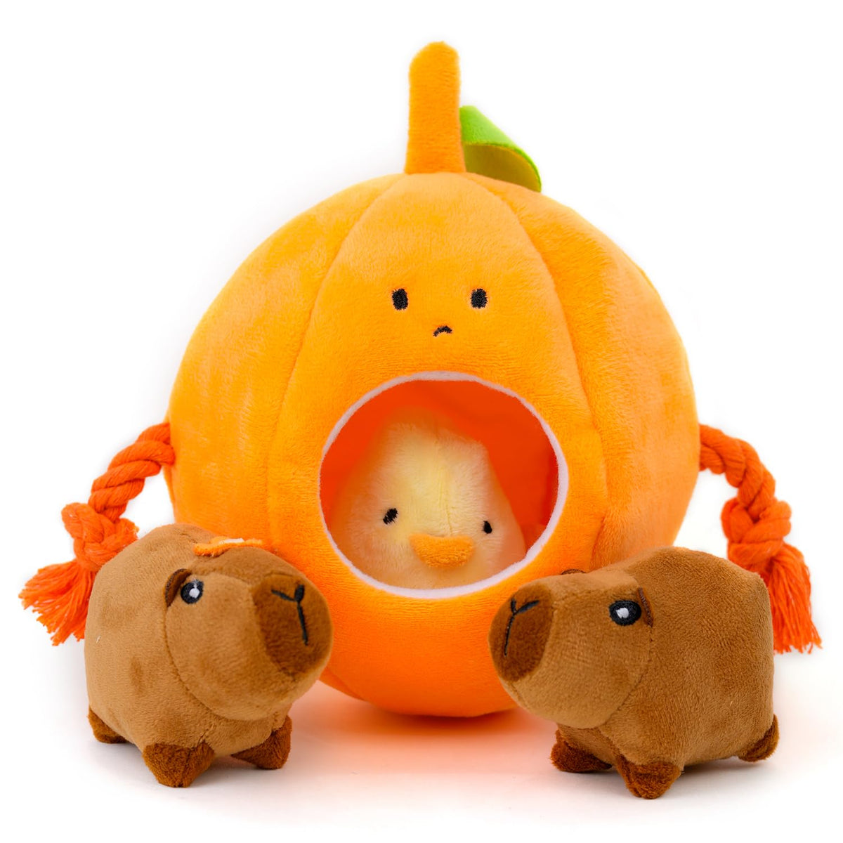 Mewajump Small Dog Toys, Pumpkin And Animal Crinkle Plush Stuffed Dog Toy, Hide And Seek Squeaky Dog Plush Toys, Small Puppy Cat