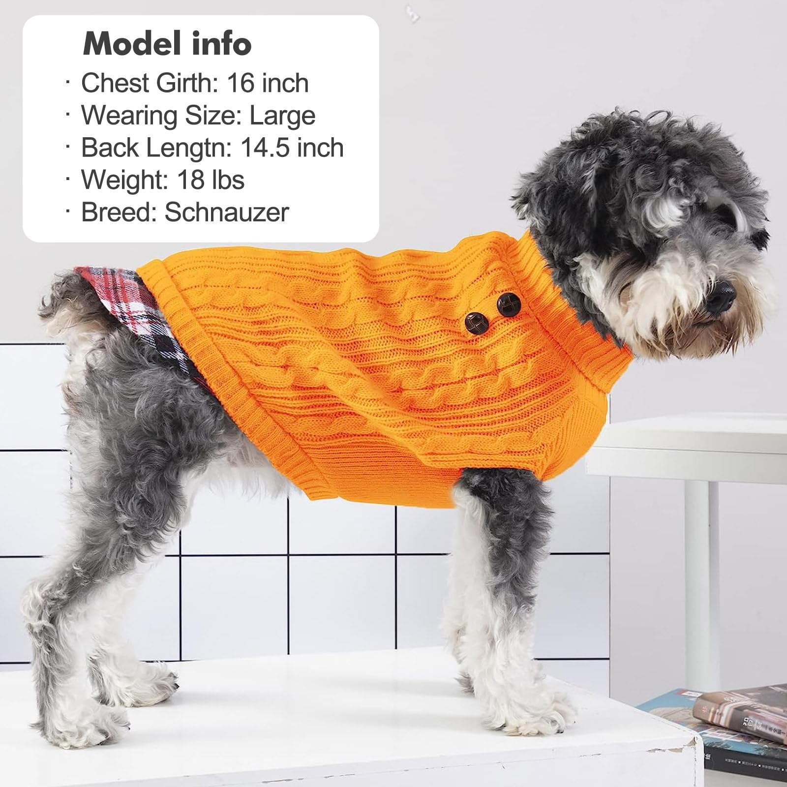Kyeese Dog Sweater With Leash Hole For Small Medium Dogs Turtleneck Knitwear Pullover Warm Dog Clothes, Yellow, Xl