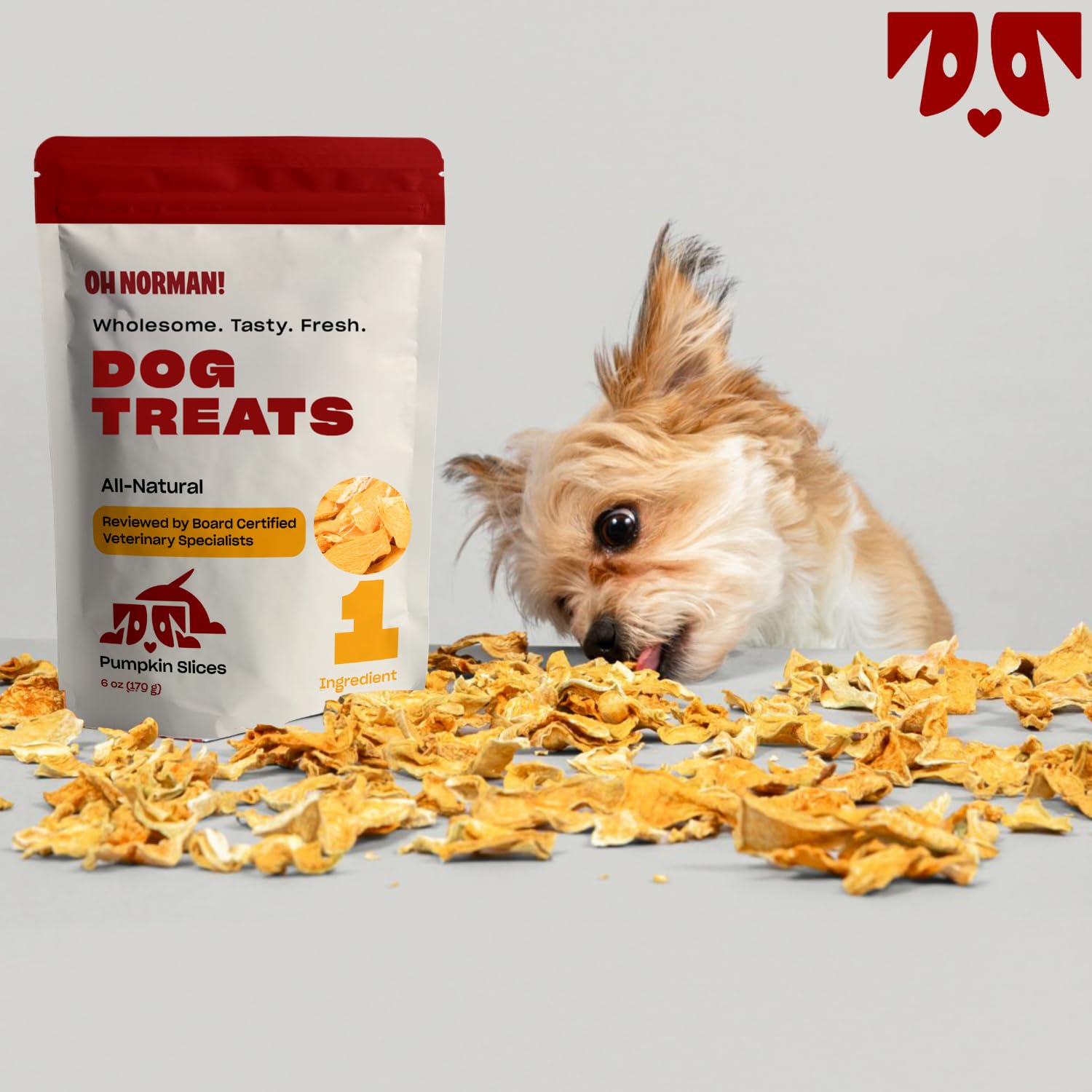 OH NORMAN! Single Ingredient Pumpkin Dog Treats, Healthy & Air Dried, 6 Oz, Ethically Sourced in Canada, Beige