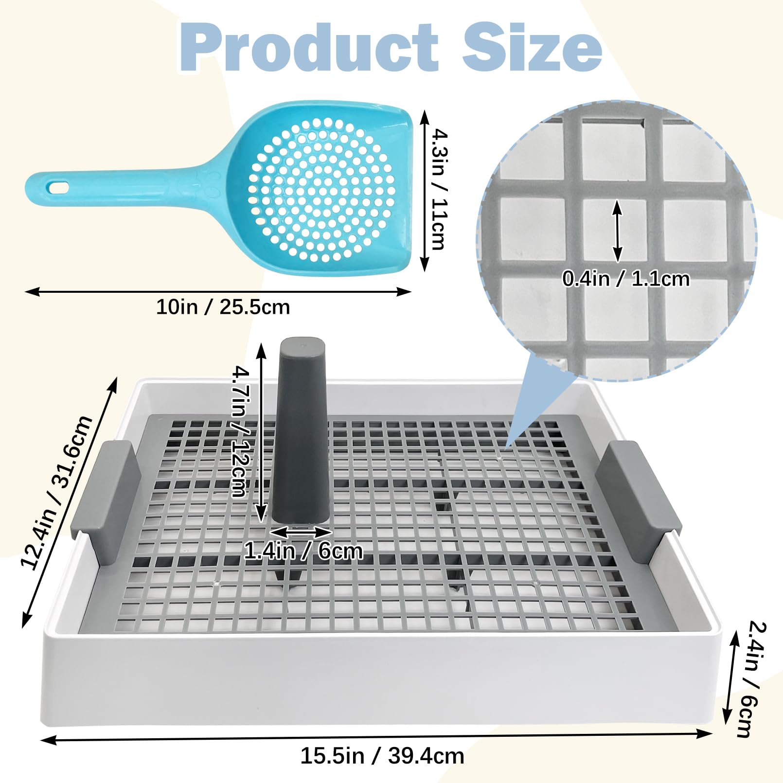 Tfwadmx Rabbit Large Litter Box 16'' X 12'' Bunny Litter Pan Guinea Pig Litter Tray With Grate For Rabbit Hamster Ferret Rats Gu