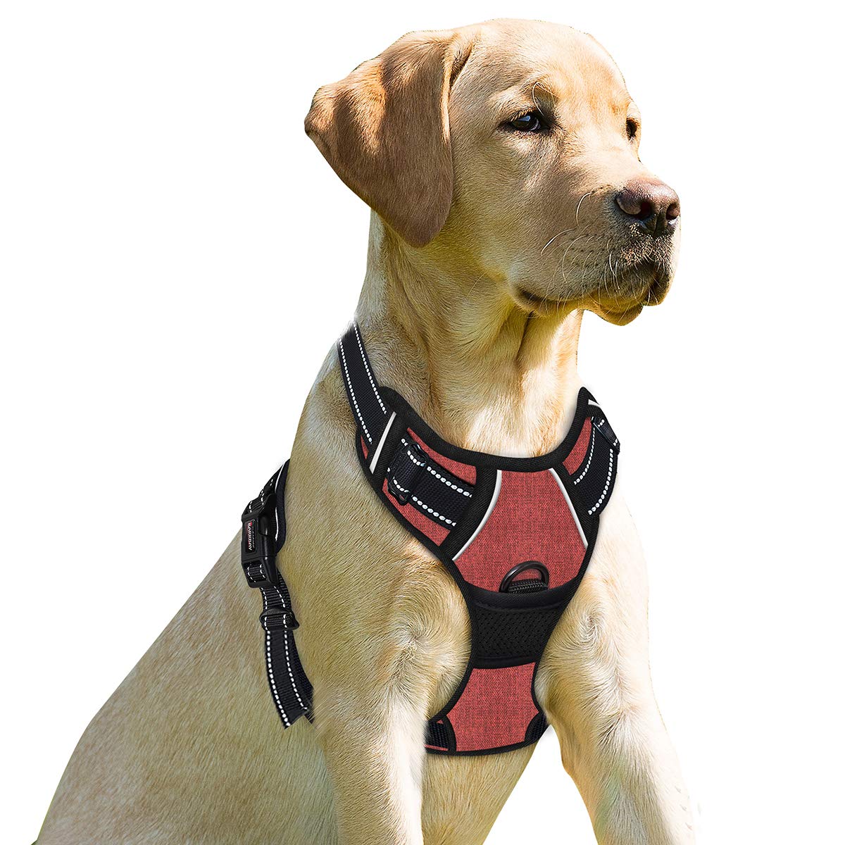 Barkbay No Pull Dog Harness Front Clip Heavy Duty Reflective Easy Control Handle For Large Dog Walking(Rio Red,S)