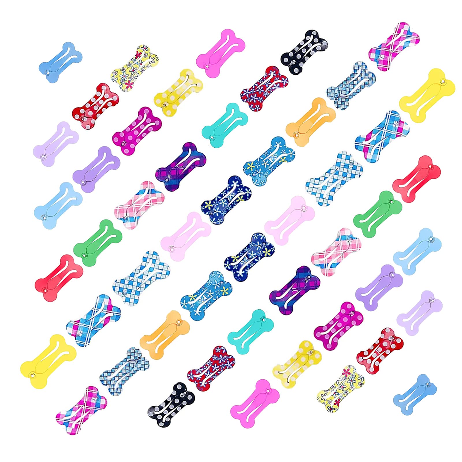 Pet Show 50Pcs/25Pairs Hair Clips For Small Dogs Cute 1 Inch Puppy Barrettes Mini Bone Shaped Snap Hair Bows Pet Grooming Hair A