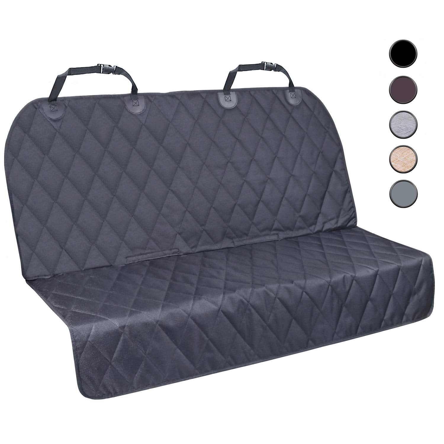 Vivaglory Back Seat Cover For Dogs, No-Skirt Design, Quilted & Durable 600 D Oxford 4 Layers Pet Bench Protectors With Anti-Slip Backing For Most Cars, Suvs & Mpvs, Black, 46' L * 57' W