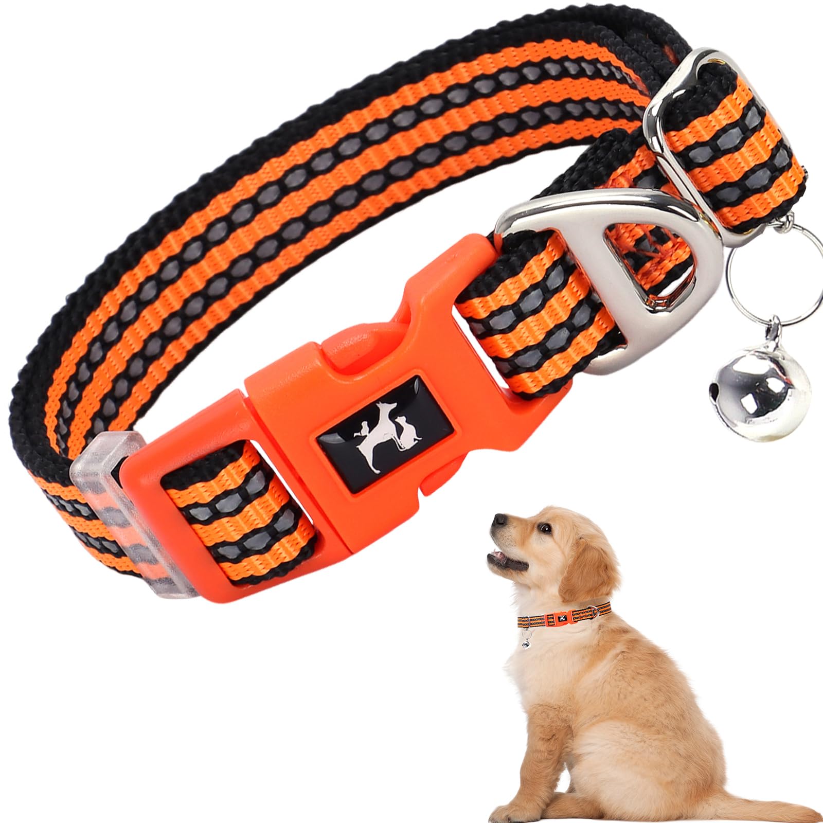 Xxs/Xs Dog Collar With Bell - Soft Adjustable Nylon Collar For Small Breeds,Reflective Collar For Chihuahua Pomeranian Yorkie, L