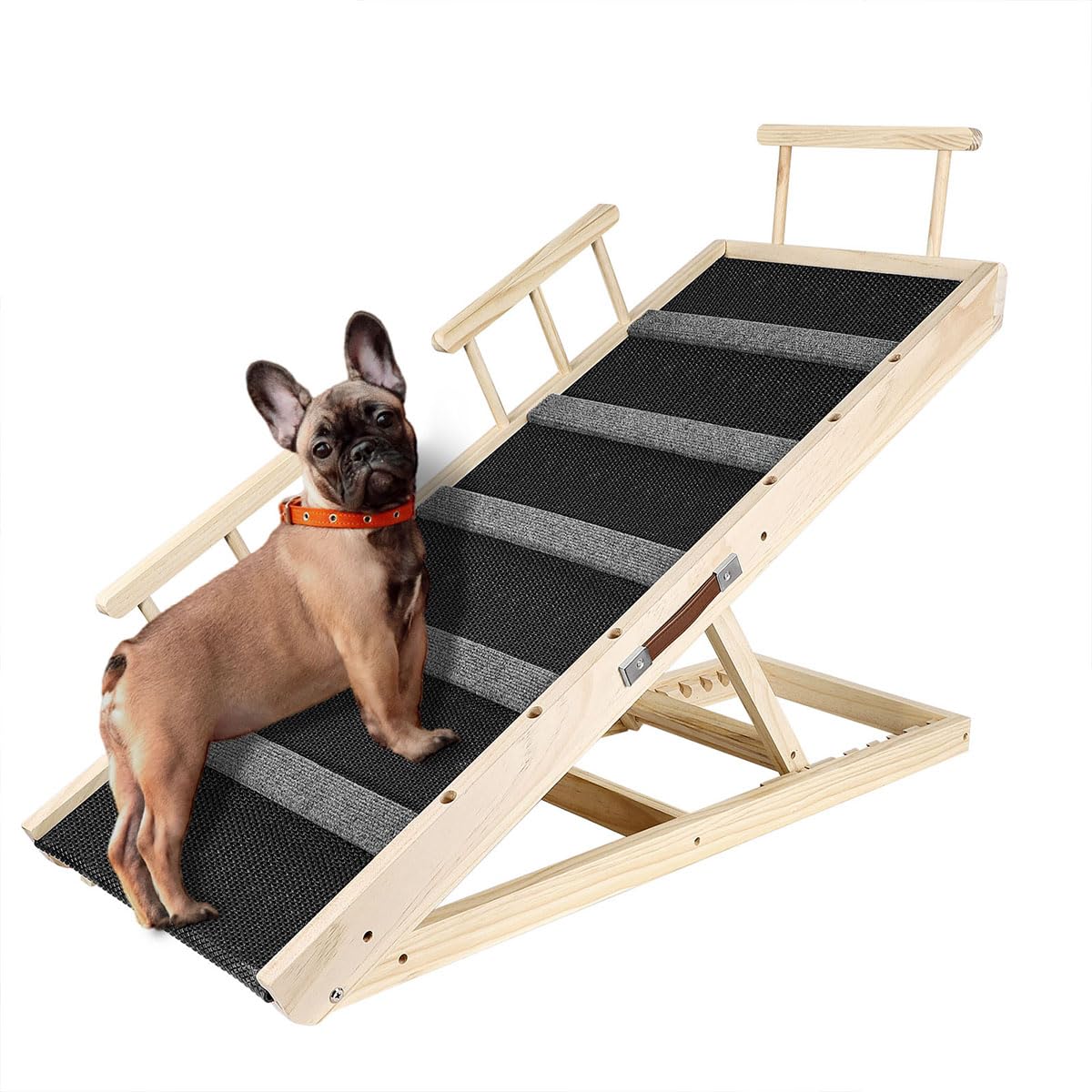 Galigali Dog Ramp, Adjustable Portable Folding Pet Ramp, Grey 43.3' Long Wooden With Non-Slip Traction Pad For Small Old Dogs A
