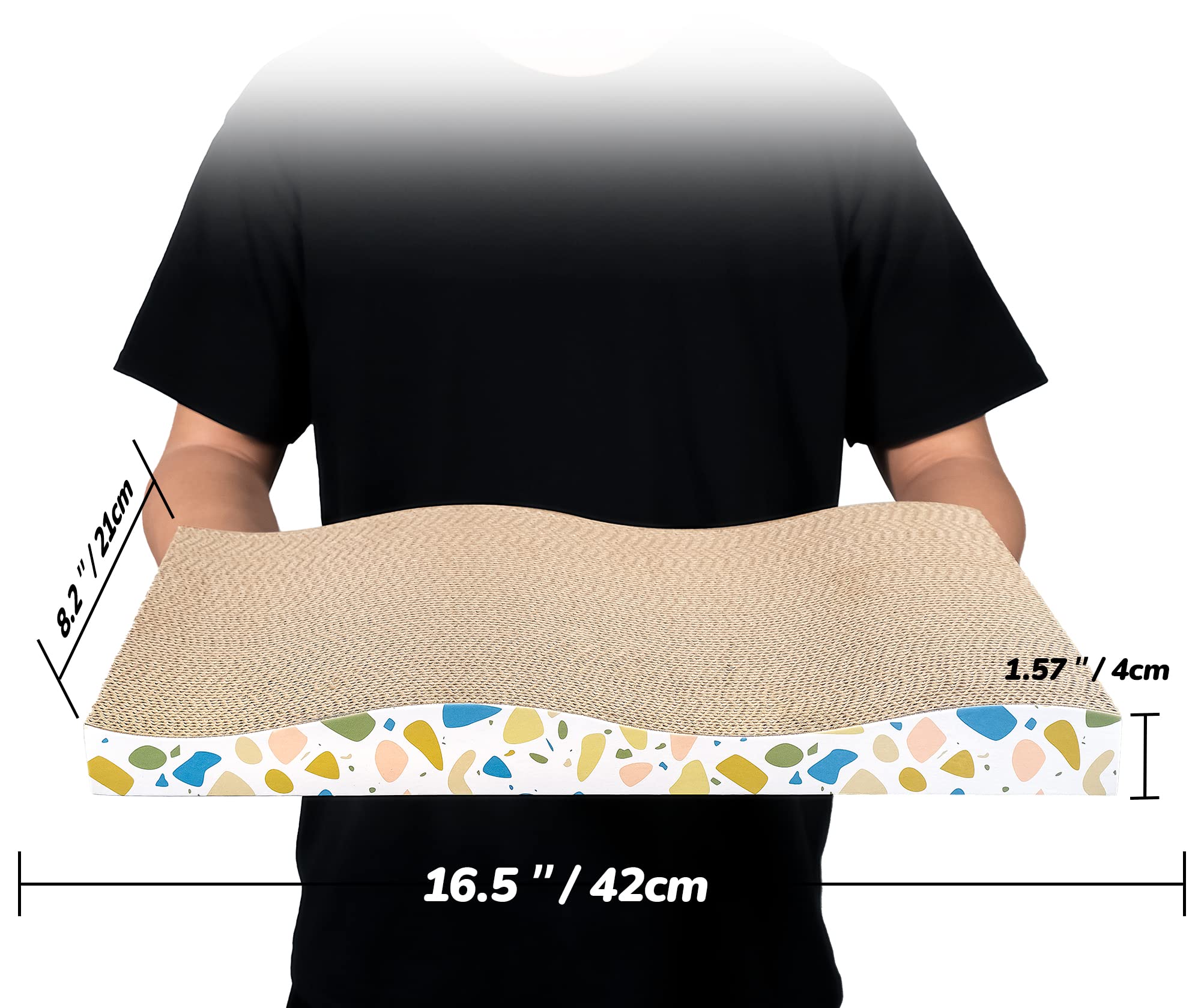 Conlun Cat Scratcher Cardboard Cat Scratch Pad With Premium Scratch Textures Design Durable Cat Scratching Pad Reversible Half Wave 16.5L X 8.6W X 1.6H