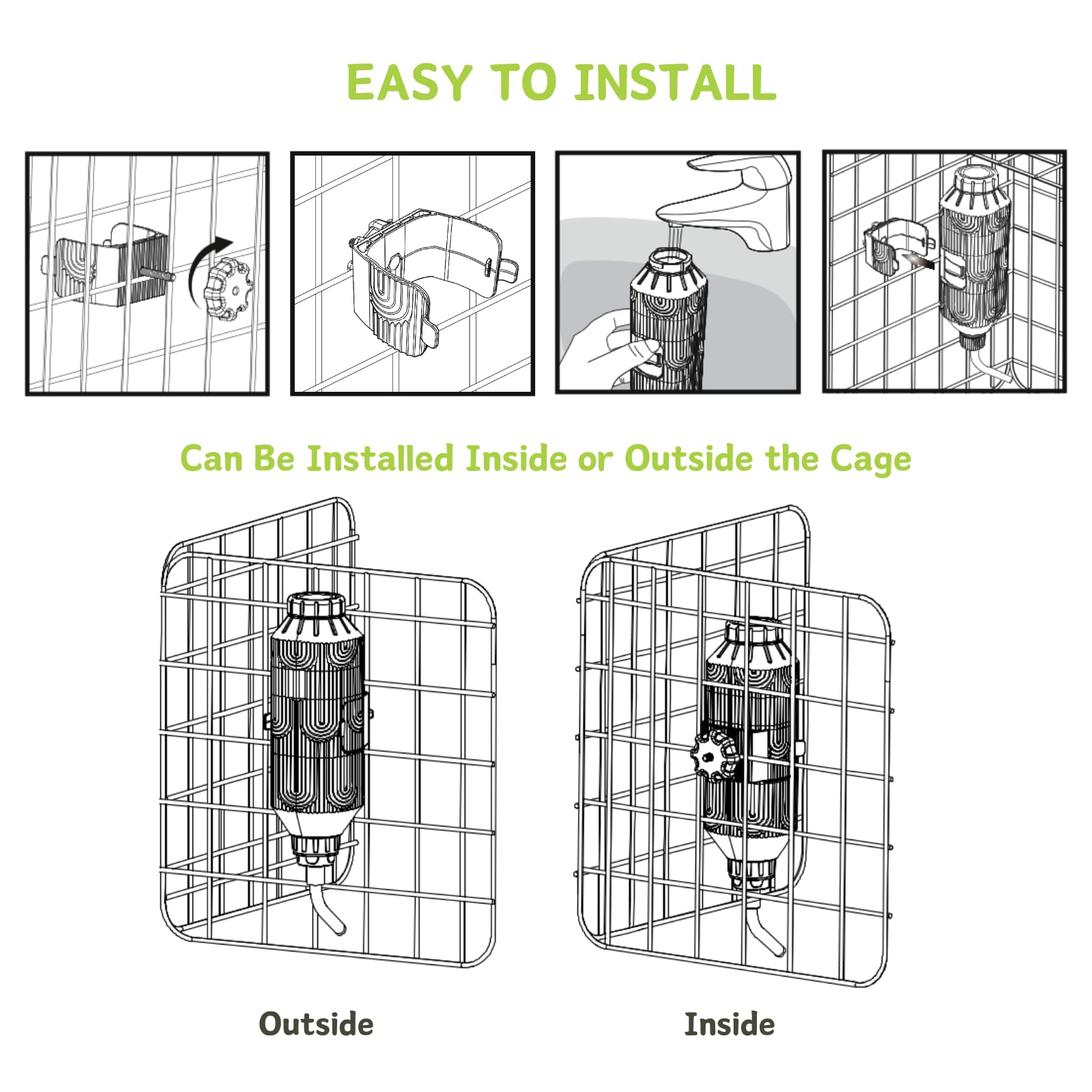 Pet Water Bottle [L17, 17Oz] Hanging Dog Water Dispenser Kennel Plastic Drinker Kettle Feeder Bpa Free Cage Crate Hutch Puppy Ca