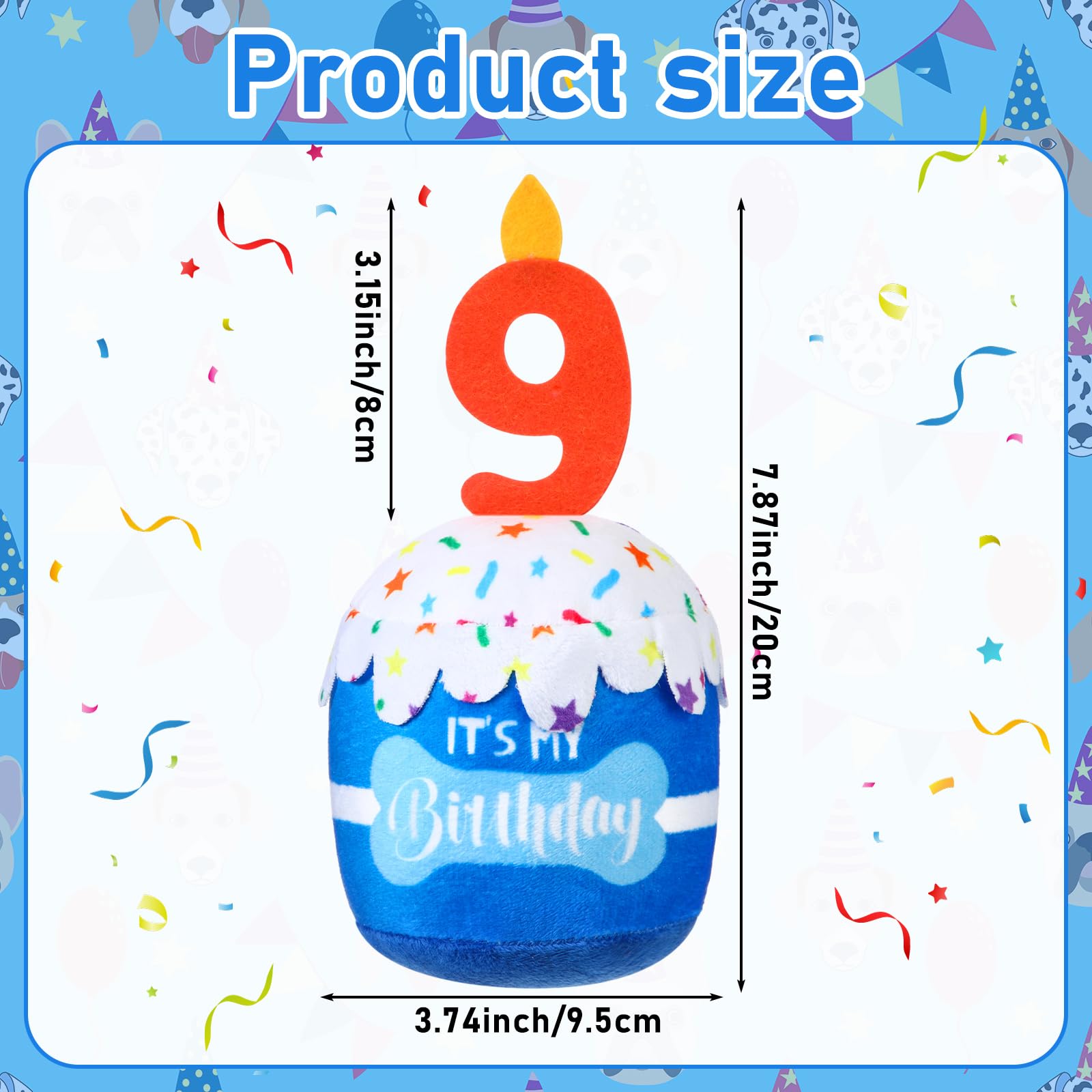 Dansydaisy Dog Birthday Cake Toy - Blue Plush Squeaky Accessory for Large, Medium & Small Dogs, Model ZHU-Dansydaisy-1193