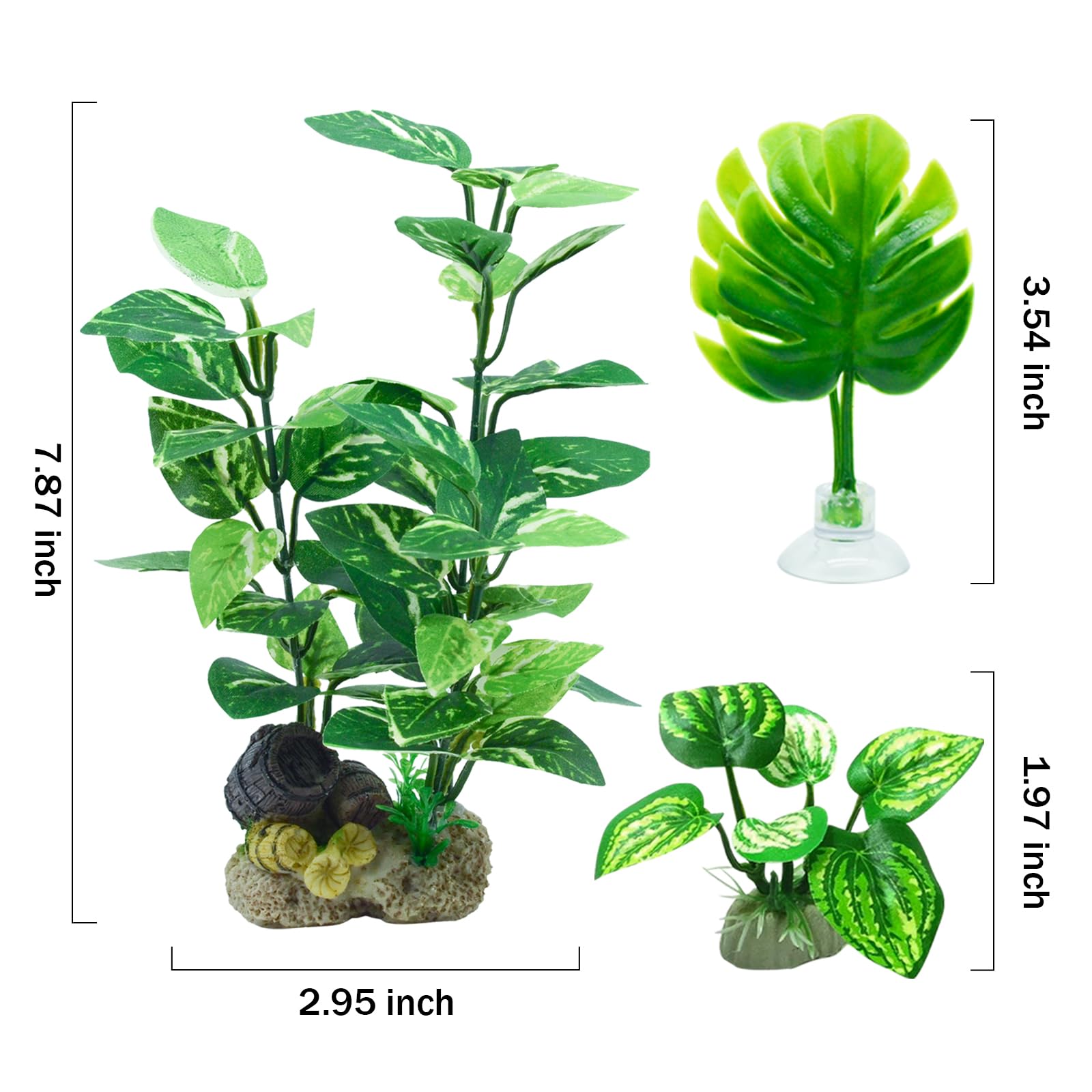 EDGCTYU Aquarium Decorations Fish Tank Artificial Plastic Plants,Silk Plants for Fish Tank Decoration, Pack of 7 (Green)
