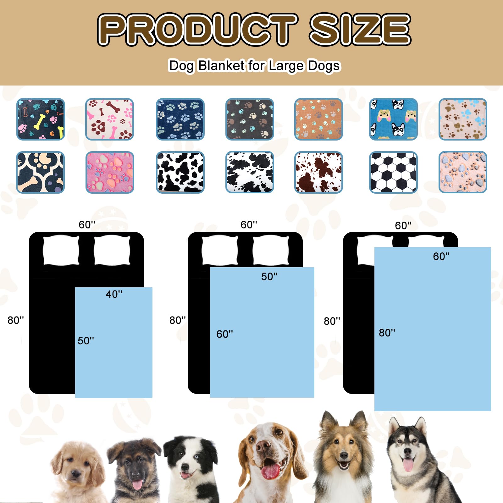Rezutan Upgraded Dog Blankets For Large Dogs, Dog Cat Blankets Washable 40' X 50', Soft Pet Mat Throw Cover For Kennel Crate Bed, Cute Paw Pattern, Dog Blanket, Pet Blanket (1 Pack Pink)