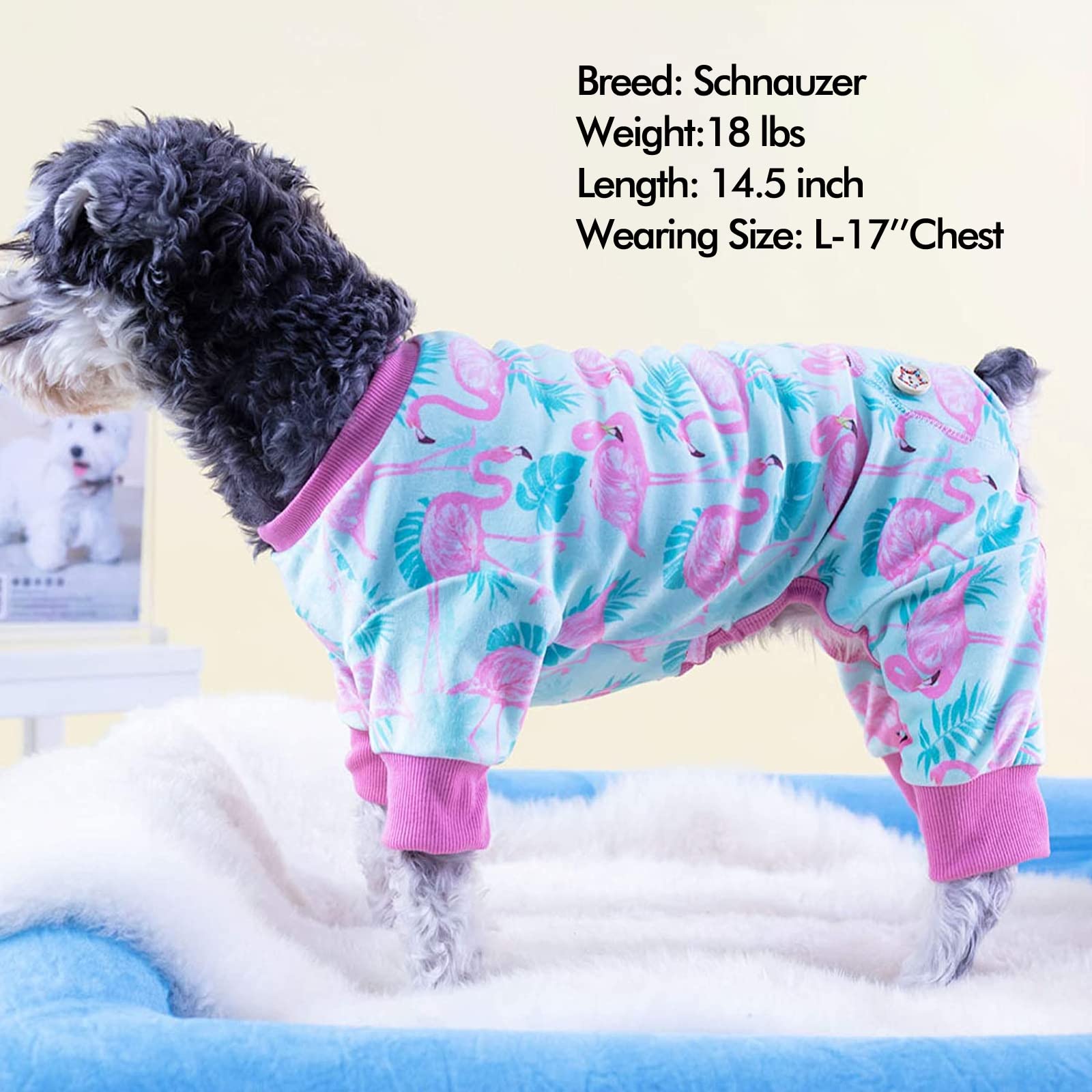 Kyeese Dog Pajamas Flamingo Dog Surgery Recovery Suit Velvet Dog Clothes Dog Coat Dog Body Suits After Surgery Dog Onesie Dog Co