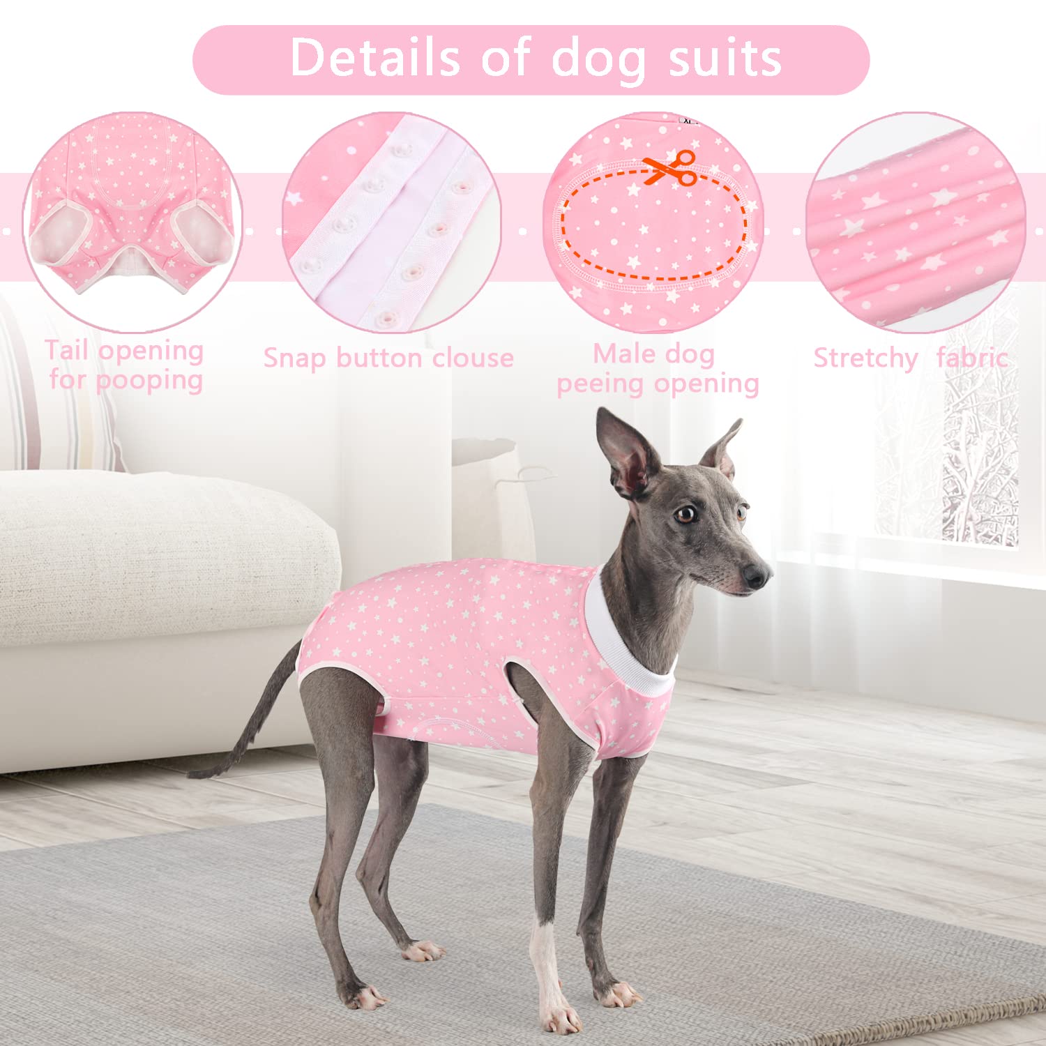 Etdane Dog Recovery Suit for Female Male Dog Onesie for Surgery Surgical Suit After Spayed Dogs Neuter Body Suits Fit Small Medi