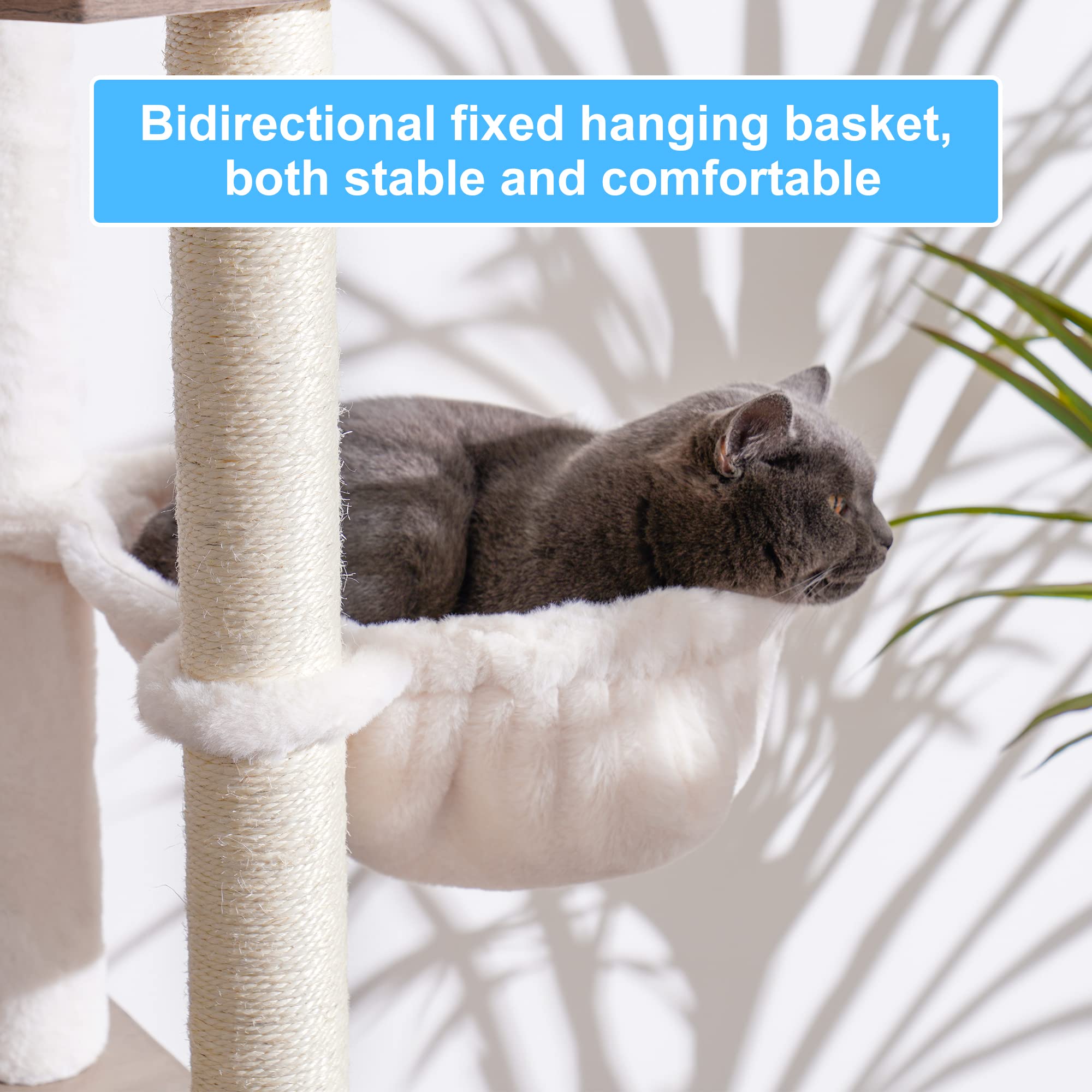 Hey-Brother Wooden Cat Tree, 66.1 Cat Furniture With Scratching Posts, Modern Cat Tower With Hammocks, Toys, Cat Condo, Rustic G