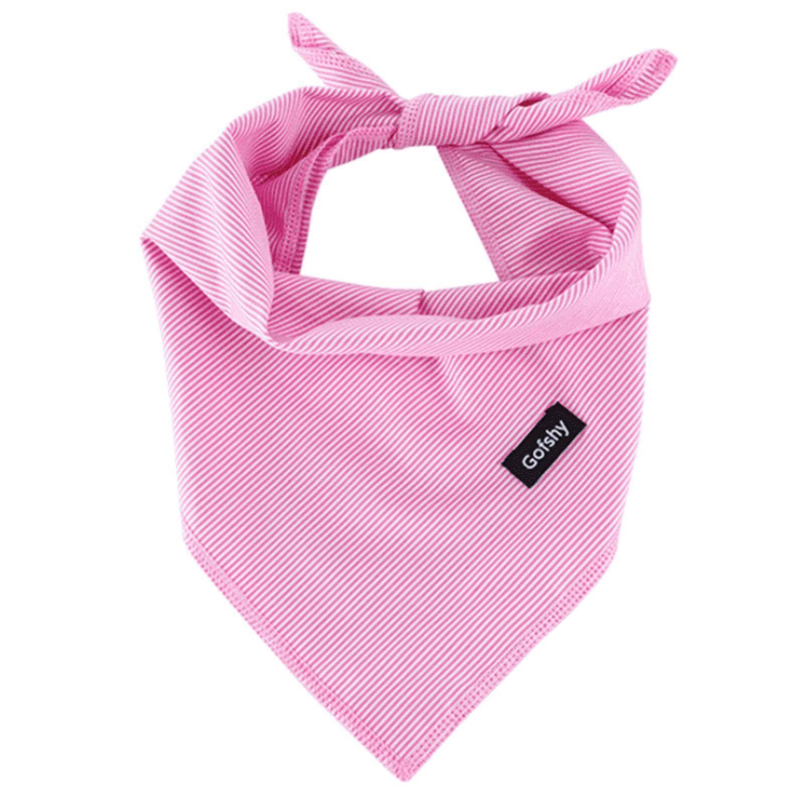 Gofshy Valentines Dog Bandanas Pink Stripes Printing Adjustable Dog Breed Bib Cute Cotton Scarf Handkerchief for XLarge&Large Do