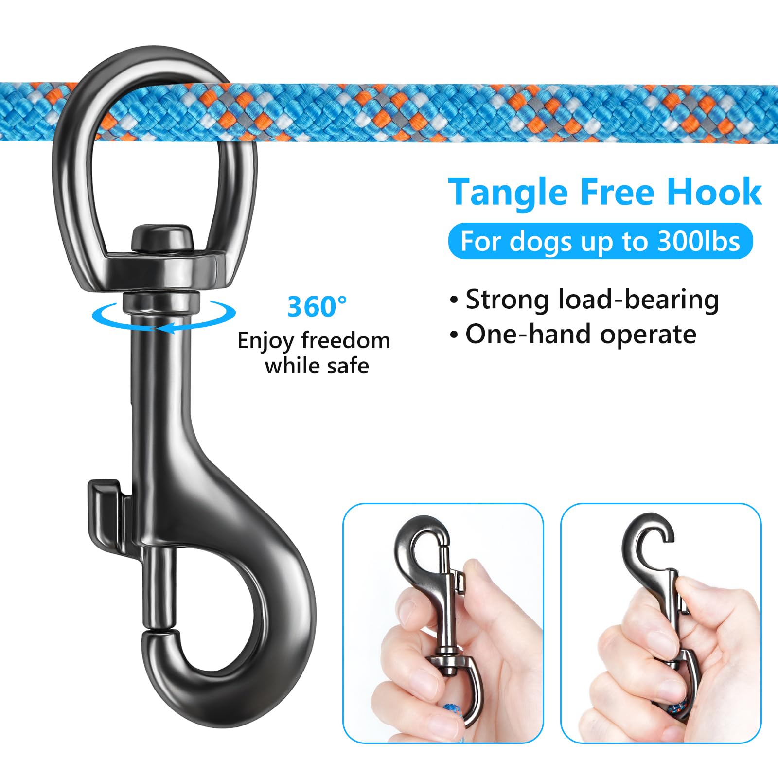 Tresbro Dog Tie Out Cable For Camping, 50Ft/75Ft/100Ft Trolley System For Dogs Up To 300Lbs, Portable Lightweight Dog Runner Lea