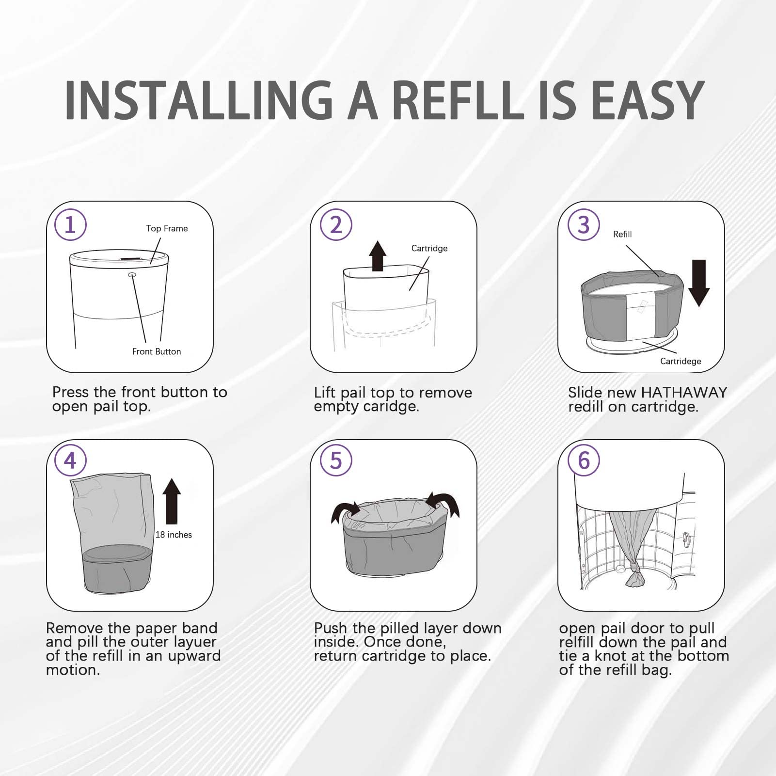 RUZAKO Litter Refill Bags, 36ft Waste Receptacle Liners, 4 Pack Compatible with Litter Champ, Durable and Convenient