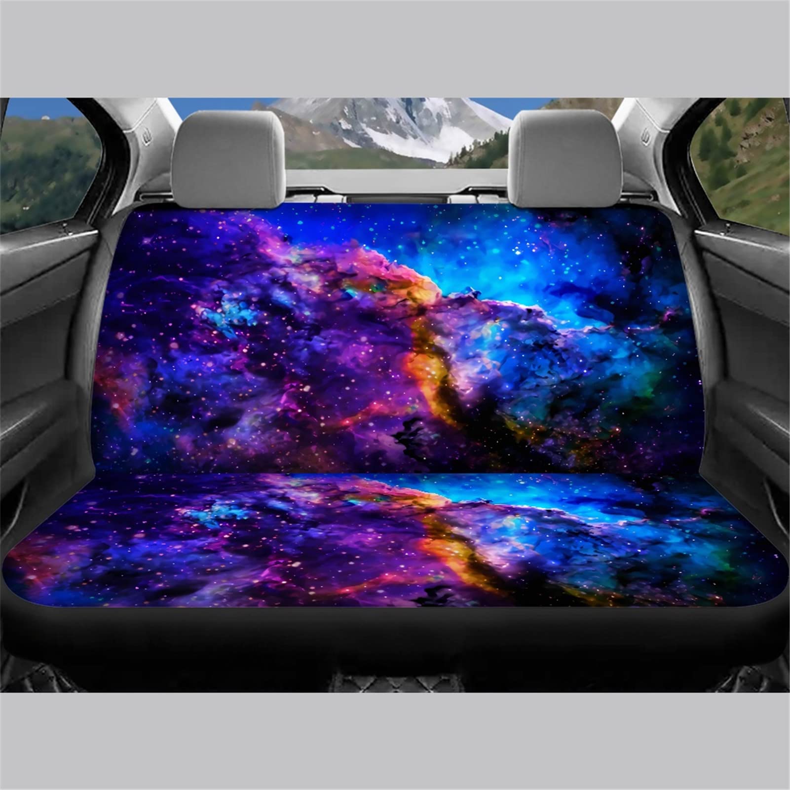 Afpanqz Nebula Galaxy Car Rear Seat Cover Non-Slip Stretch Universal Fit, Baby Dog Pets Work Back Seat Cover For Car Truck Van S