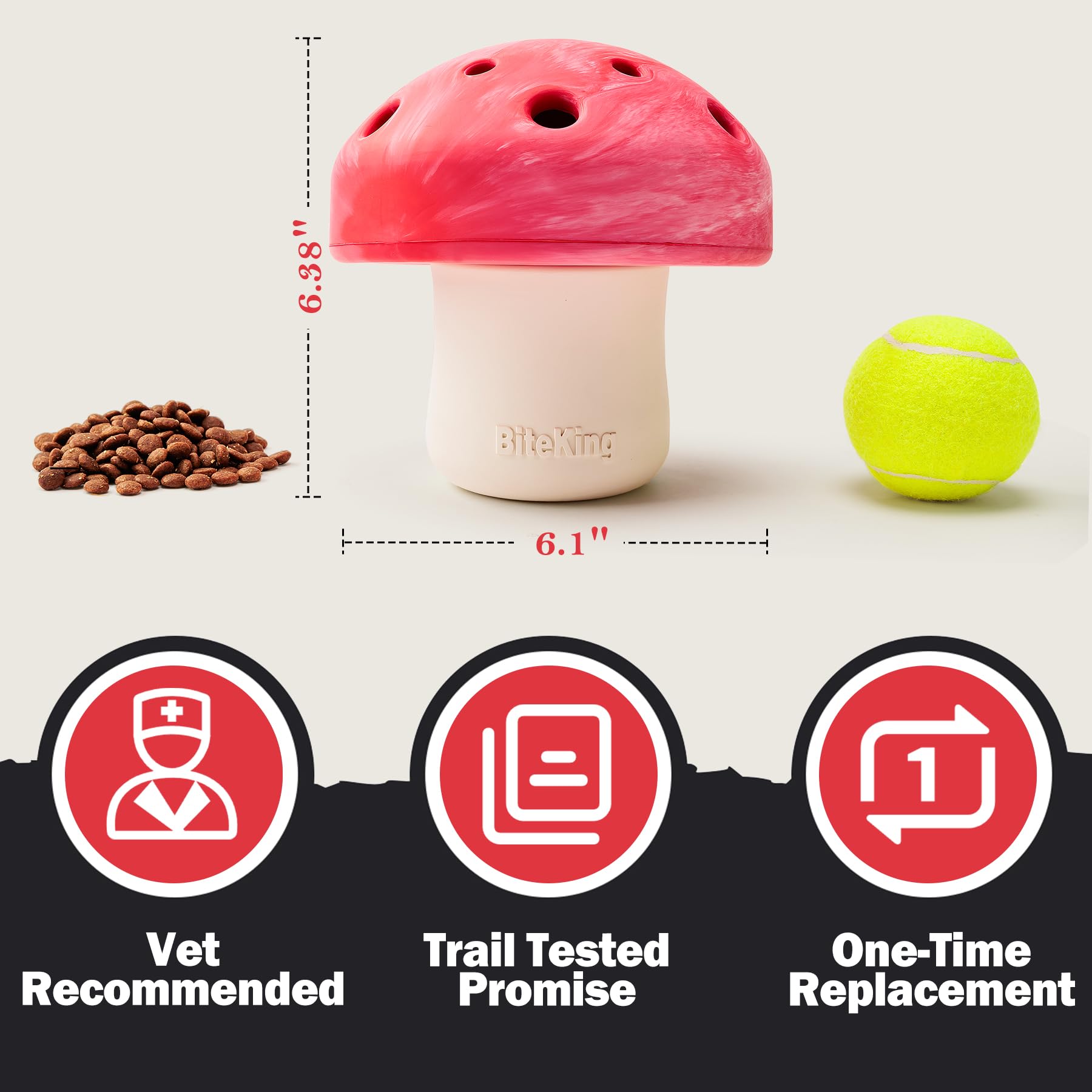 BiteKing Natural Rubber Dog Enrichment Toys for Large Dogs, Slow Feeder to Keep Them Busy - Lifetime Replacement - Durable Treat
