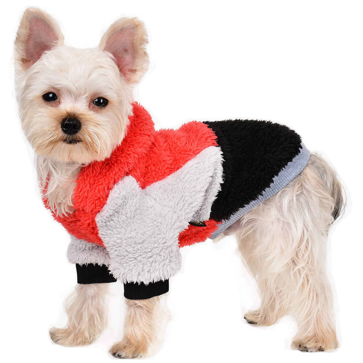 Sebaoyu Dog Sweaters For Small Dogs, Fleece Dog Hoodie Clothes, Winter Cute Warm Plaid Leopard Puppy Chihuahua Sweater, Pet Doggie Sweatshirt For Yorkie Teacup, Cat Apparel (Red, Small)