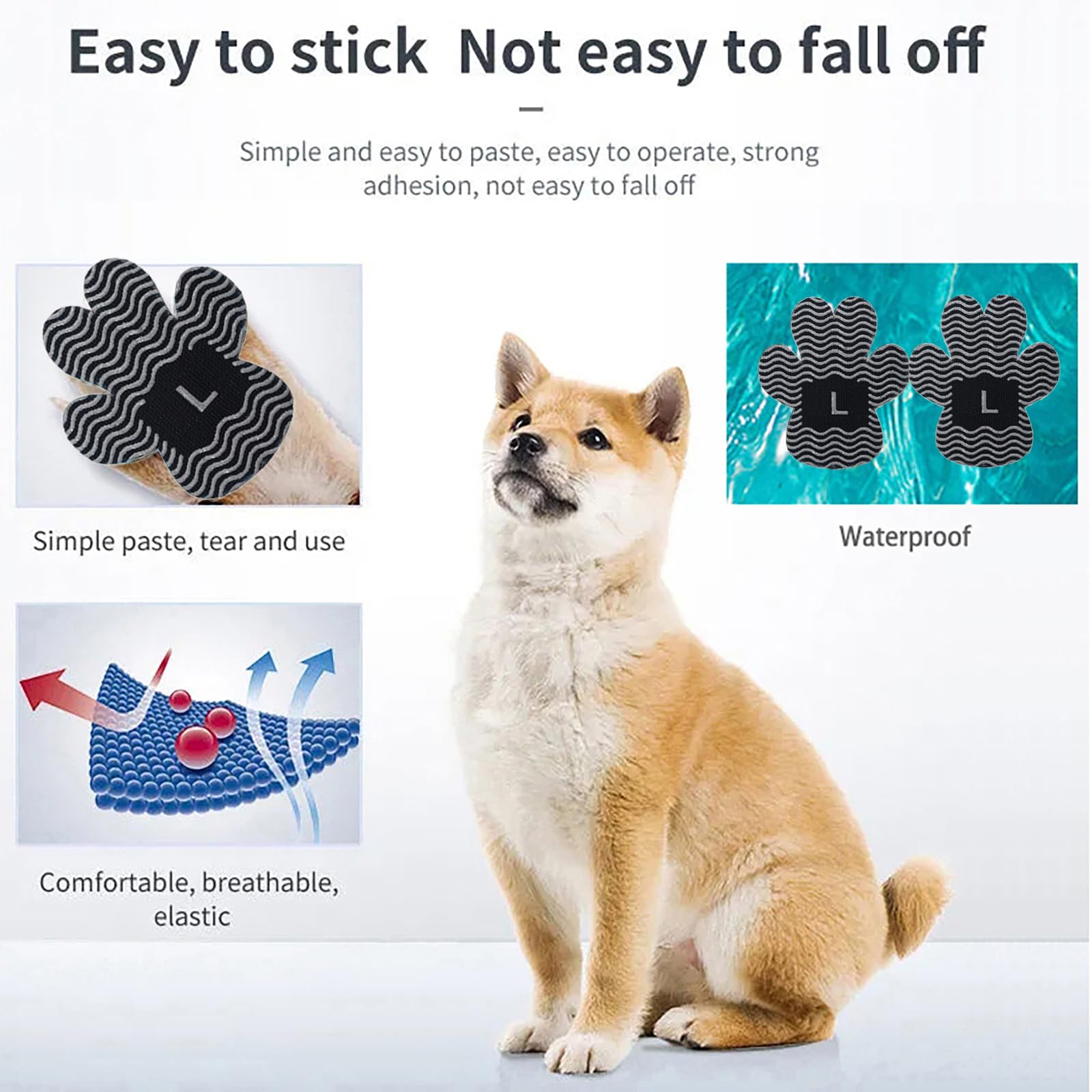 Dog Paw Protector Anti Slip Toe Grips Paw Pads For Dogs Traction, 8 Sets 32 Pads Disposable Self Adhesive Resistant Dog Shoes Bo