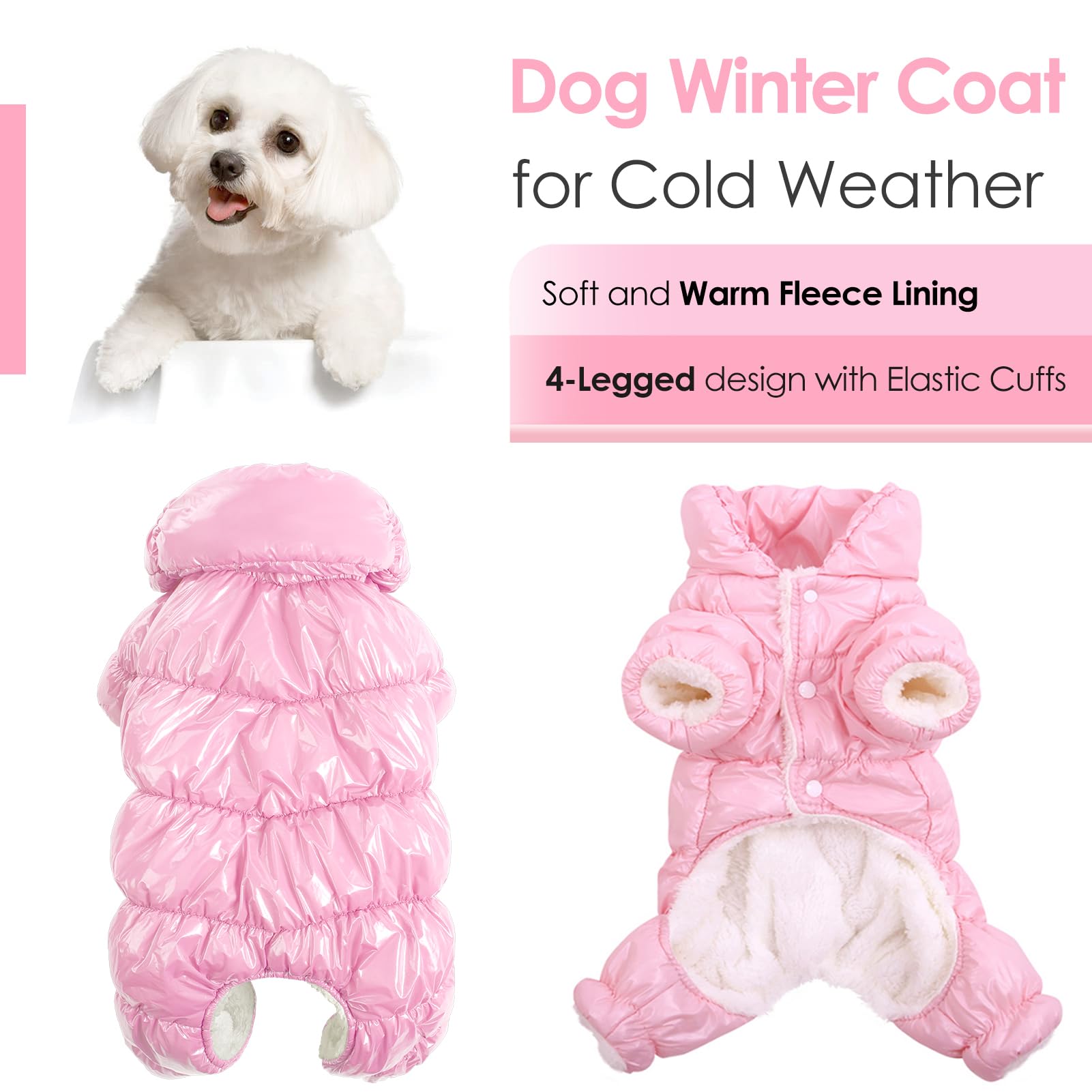AOFITEE Waterproof Dog Jacket for Winter - Fullbody Snowsuit, Windproof Puppy Down Puffer Coat, Fleece Vest for Cold Weather - S