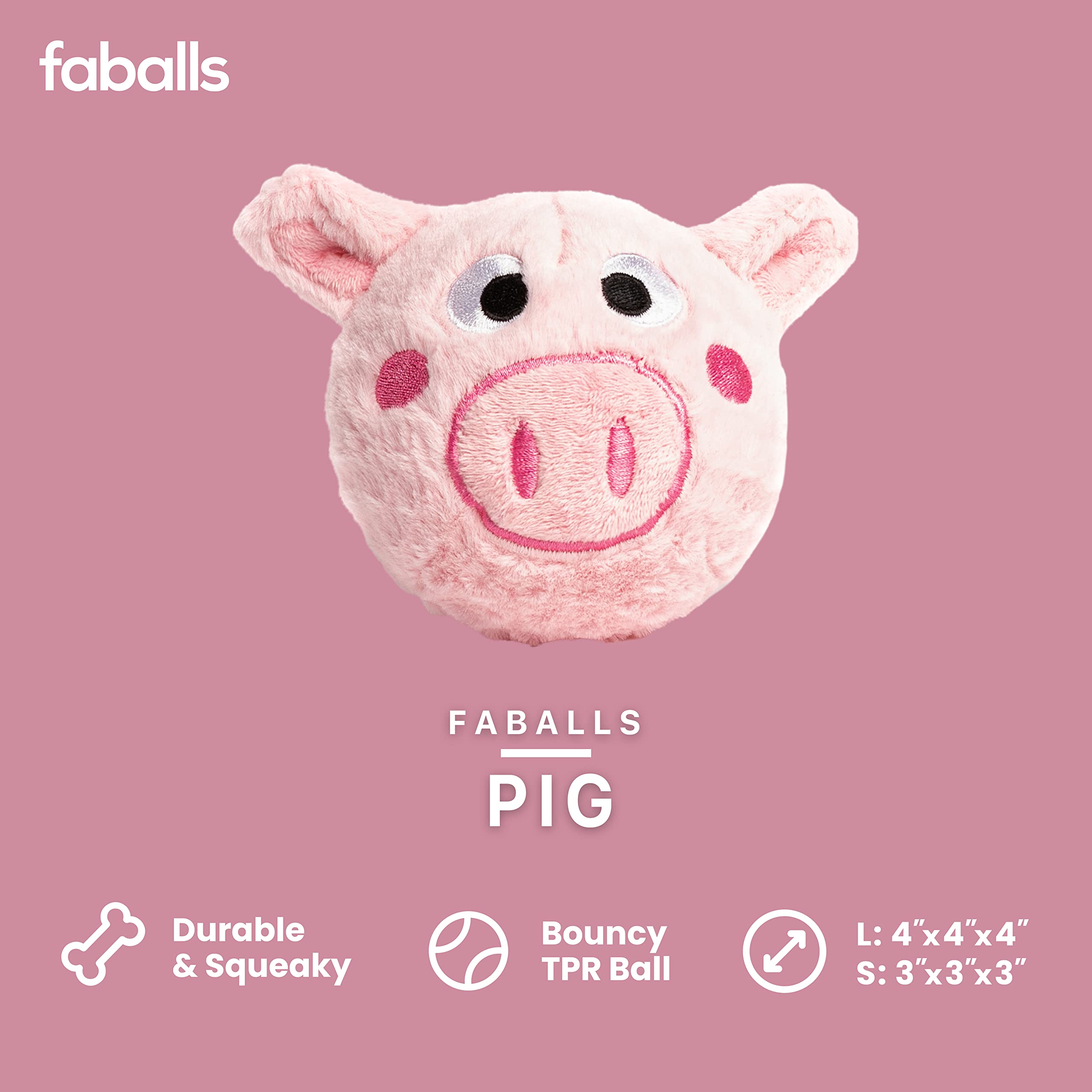 Fabdog Pig Faball Squeaky Dog Toy (Large)