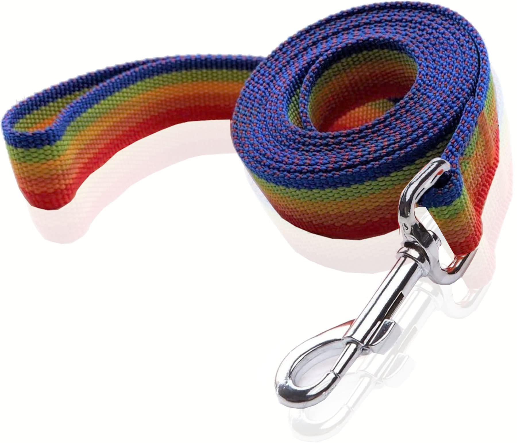 Nylon Dog Leash 4 Ft 5 Feet 6 Foot Long, Walking Training Dog Leashes For Medium Large Dogs, 1 Inch Wide (5/8'' X 6 Ft, Rainbow)