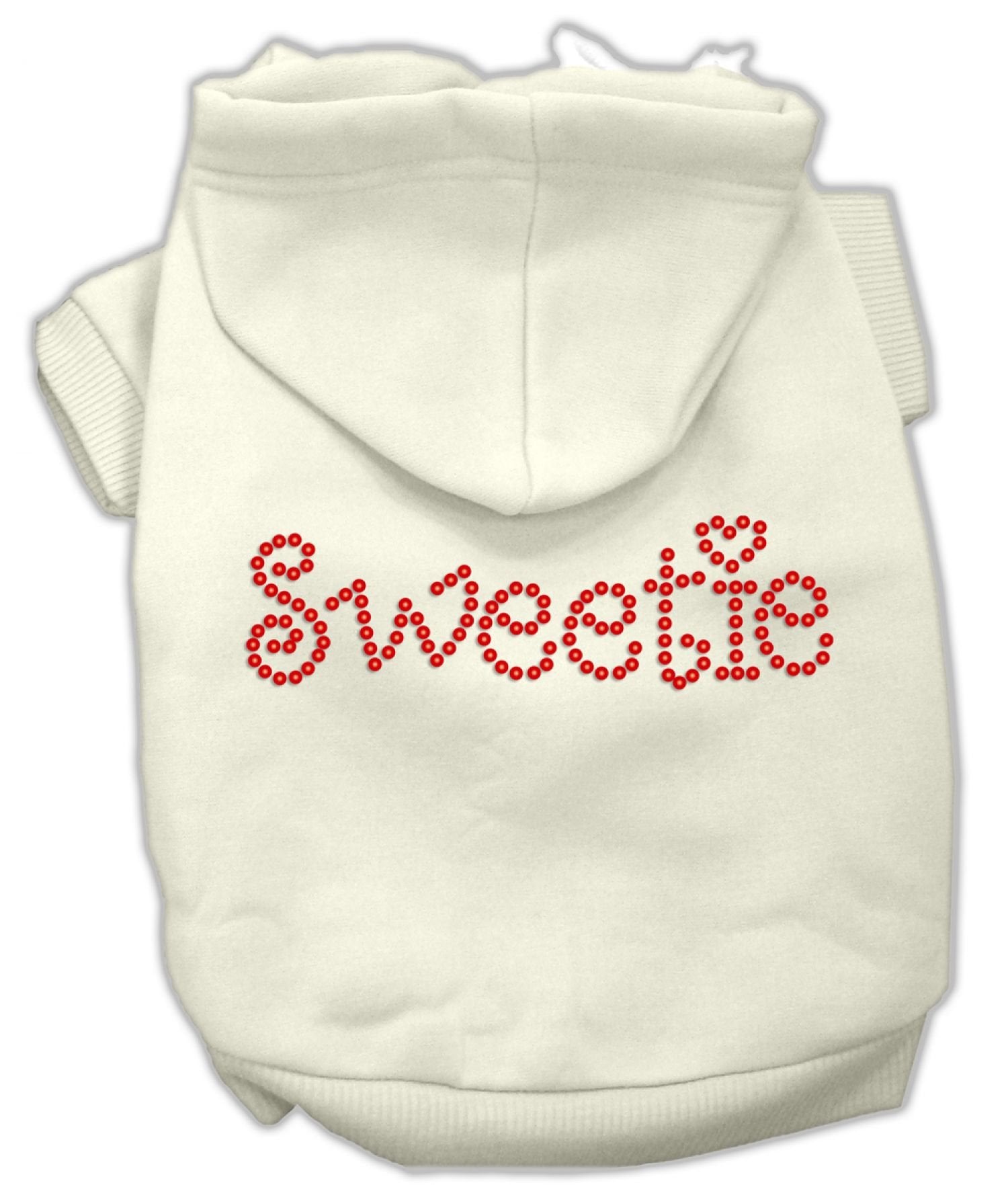 Pet, Dog & Cat Hoodie Rhinestone, 'Sweetie' Cream Xl (14-20 Lbs.)