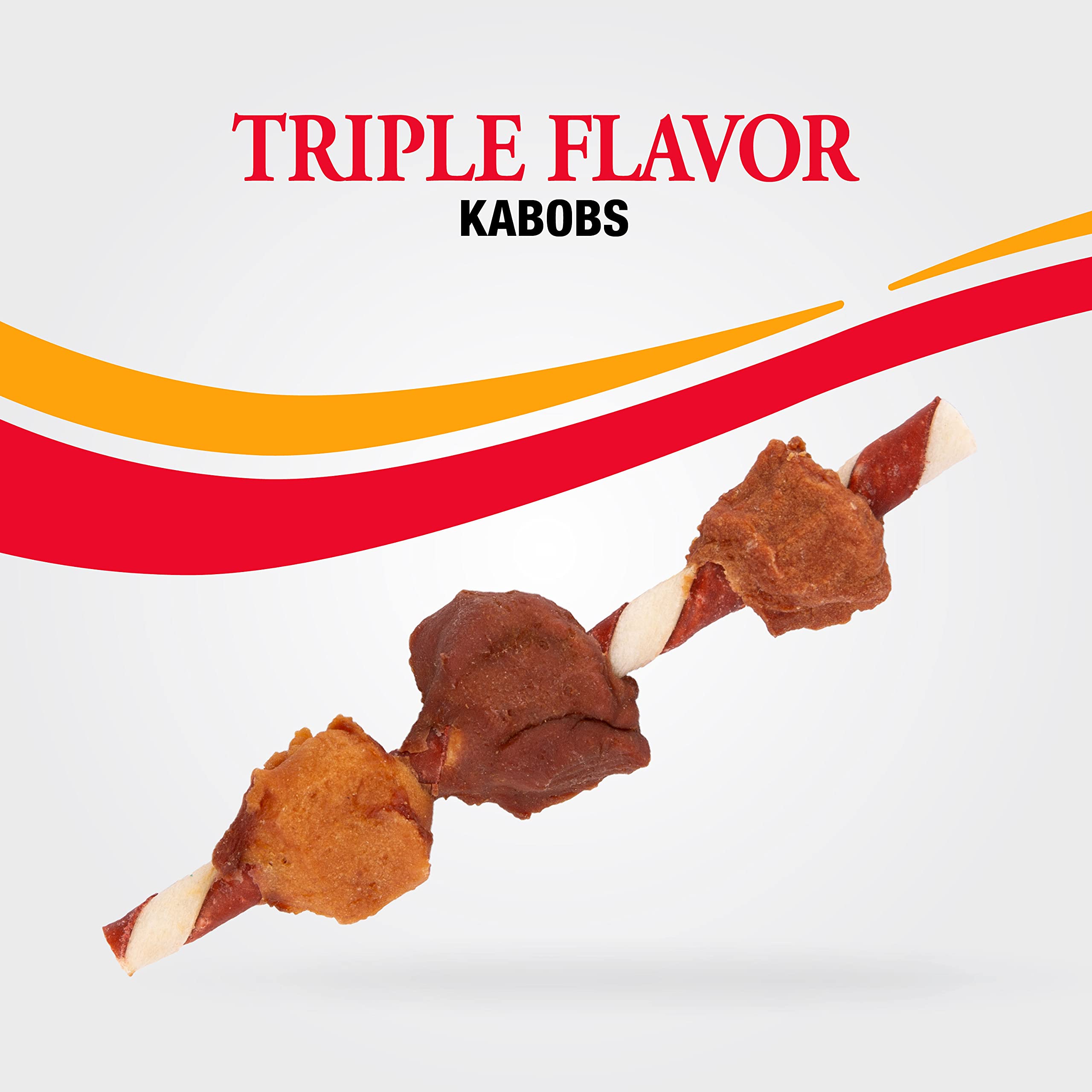 Good'n'Fun Triple Flavor Kabobs Rawhide Dog Snacks, 48 oz (2 Pack), Ideal for All Dogs