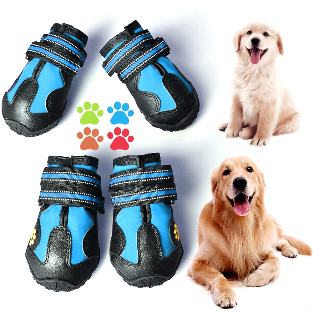Covertsafe& Dog Boots For Dogs Non-Slip, Waterproof Dog Booties For Outdoor, Dog Shoes For Medium To Large Dogs 4Pcs With Rugged Sole Black-Blue, Size 2: (2.4 Inch X1.7 Inch)(L*W) For 14-27 Lbs