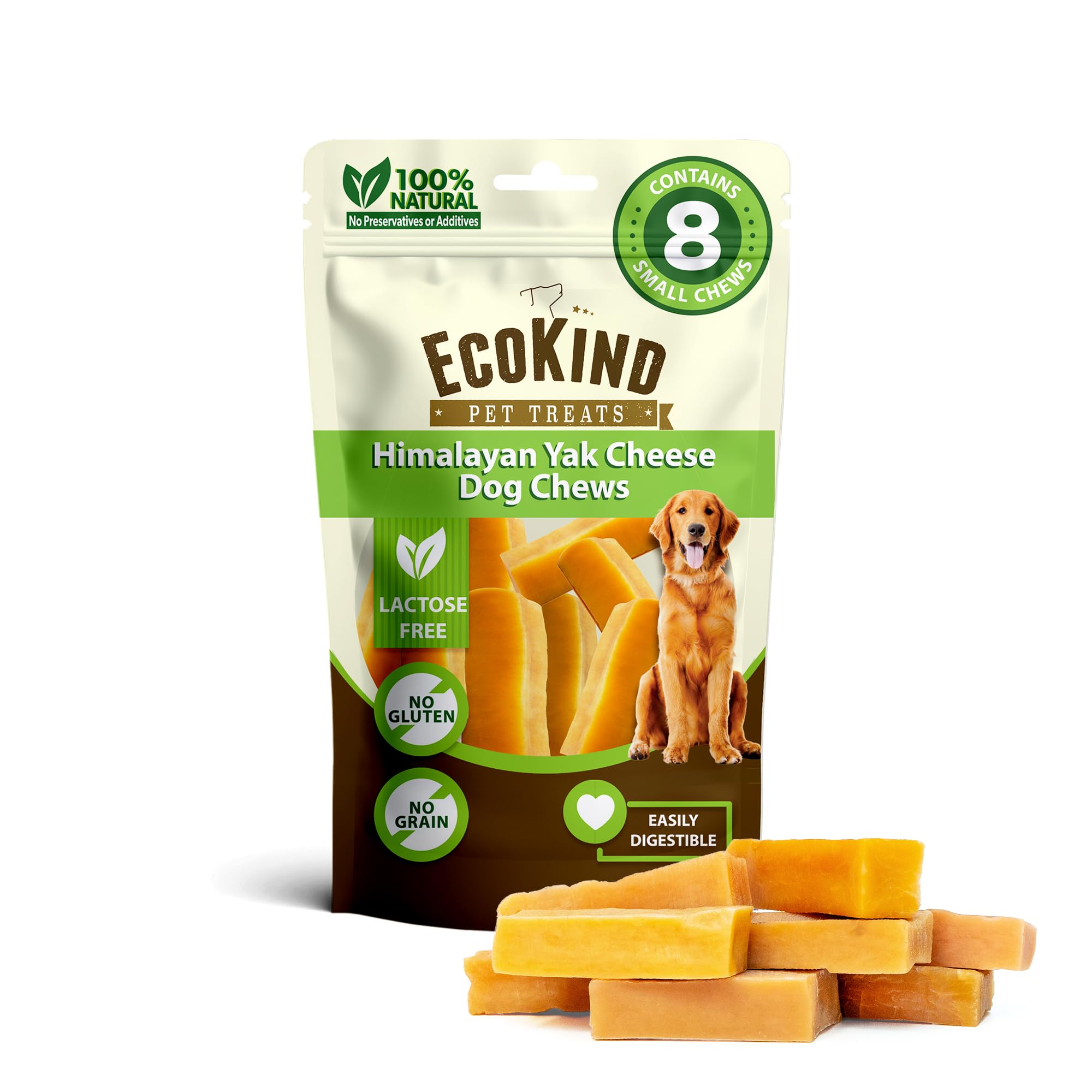 EcoKind Pet Treats Gold Himalayan Yak Cheese Dog Chew, Yak Dog Treats for Active Chewers, 100% Natural & Healthy Chew Sticks for