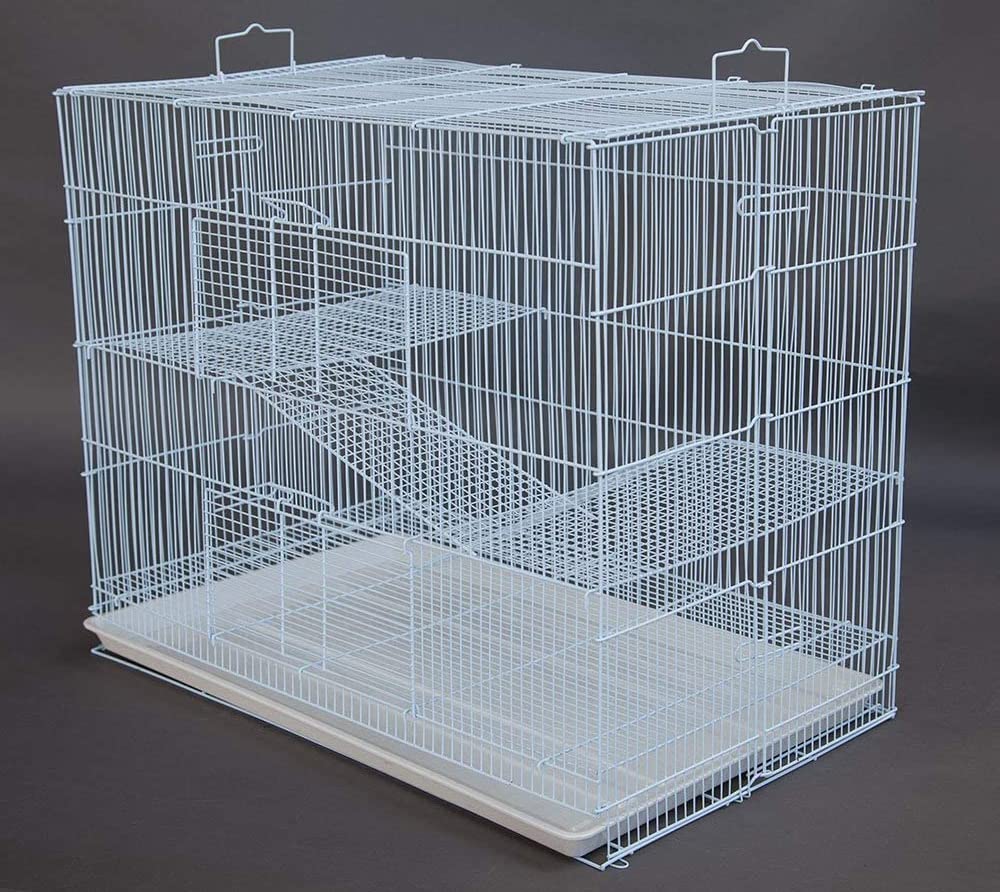 Large 3-Level Easy Foldable Chew-Proof With Tight 3/8 Inch Bar Spacing Shelves & Ladders For Ferret Chinchilla Sugar Glider Rats