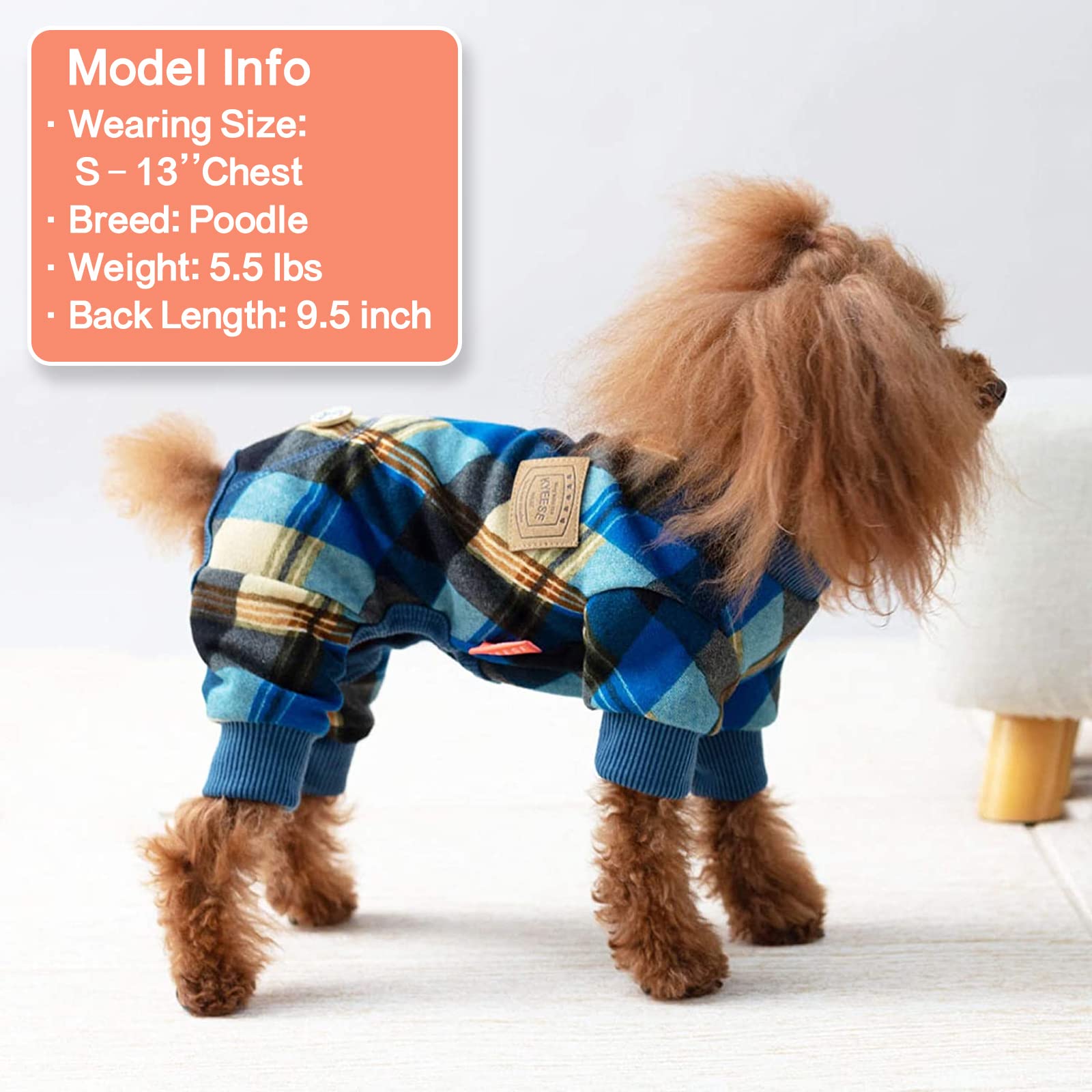 Kyeese Dog Pajamas Checkered Lightweight Soft Dog Pjs For Medium Dogs Dogs Hair Shedding Cover Doggie Jammies Onesie Dog Clothes