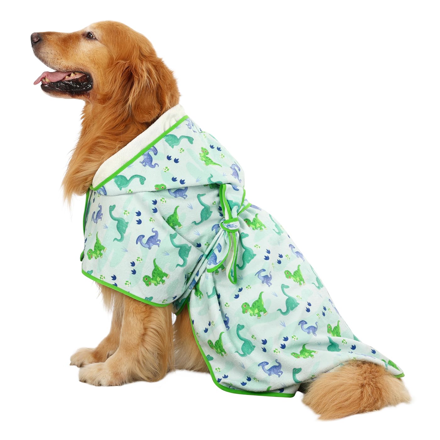 Hde Dog Bathrobe Super Absorbent Quick Drying Towel With Hood For All Dog Breeds Sizes S-Xxl - Cute Dinosaurs - Xxl