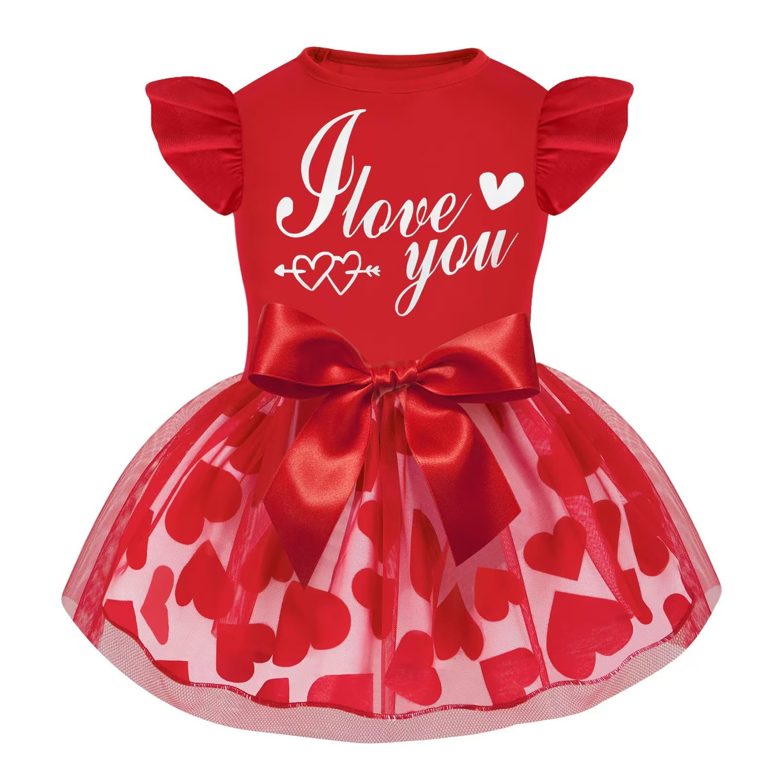 Valentines Dog Dress With Bowknot, Tutu Skirt Tulle Dress Pet Apparel Puppy Outfit Holiday Doggie Clothes For Small Dogs Girl (R