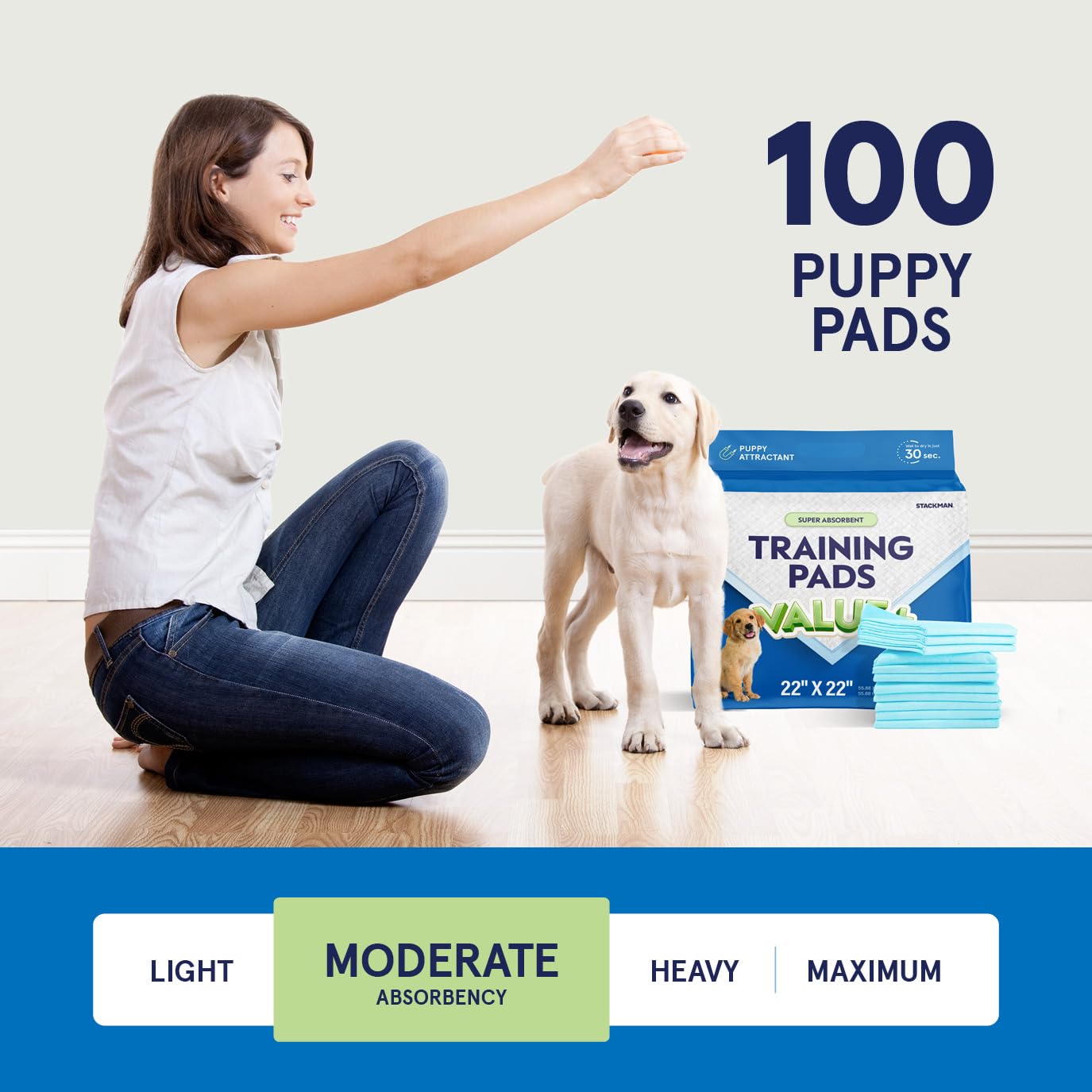 Puppy Pads Pet Pee Pads For Dogs & Puppy Training [100-Count] Potty Pads For Dogs 22'' X 22'' Leak-Proof Dog Pee Pads - Quick-Dr