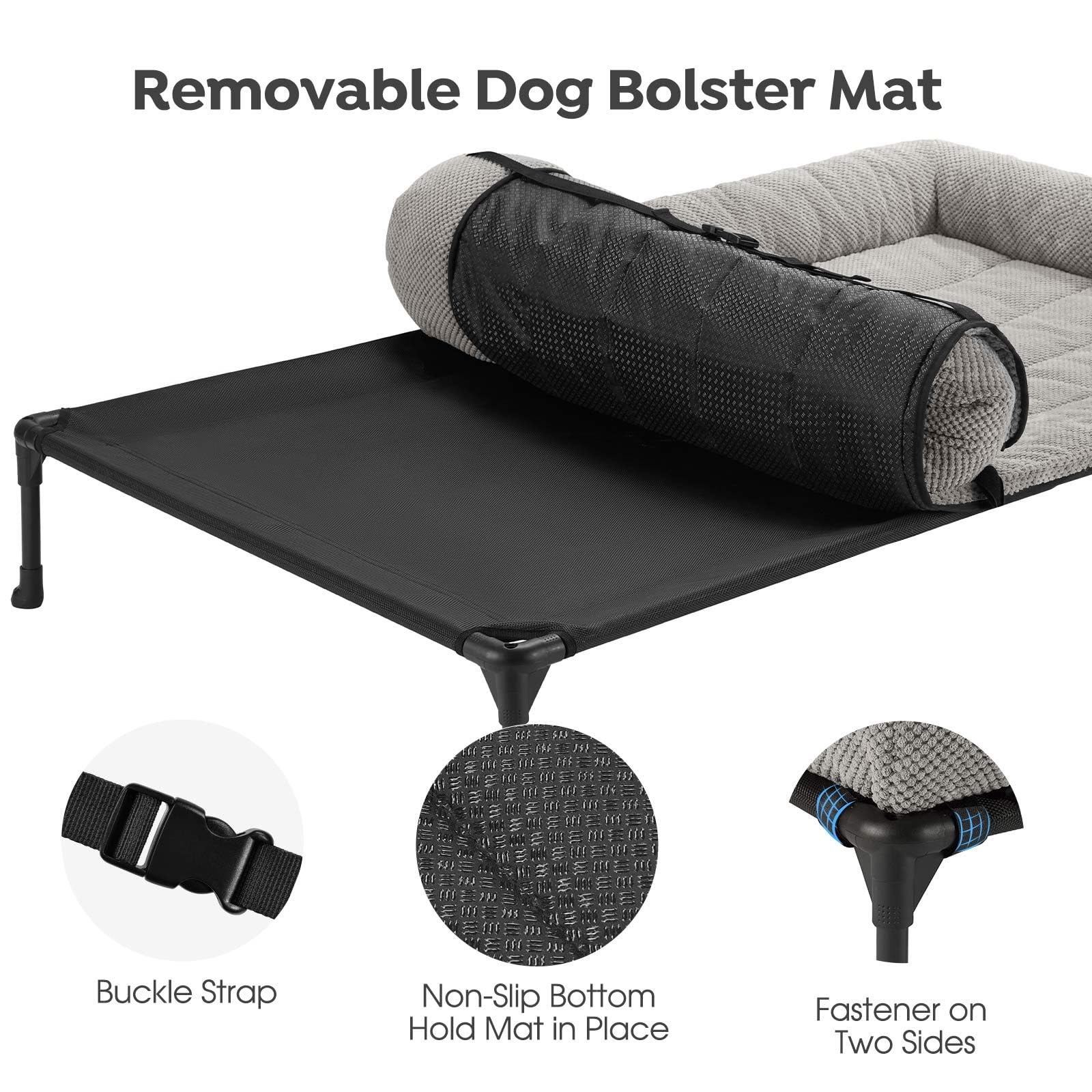 Veehoo Cooling Elevated Dog Bed Add Removable Corduroy Bolster Cushion Mat, 53'' X 33'' Washable Dog Couch Bed, Raised Pet Cot W