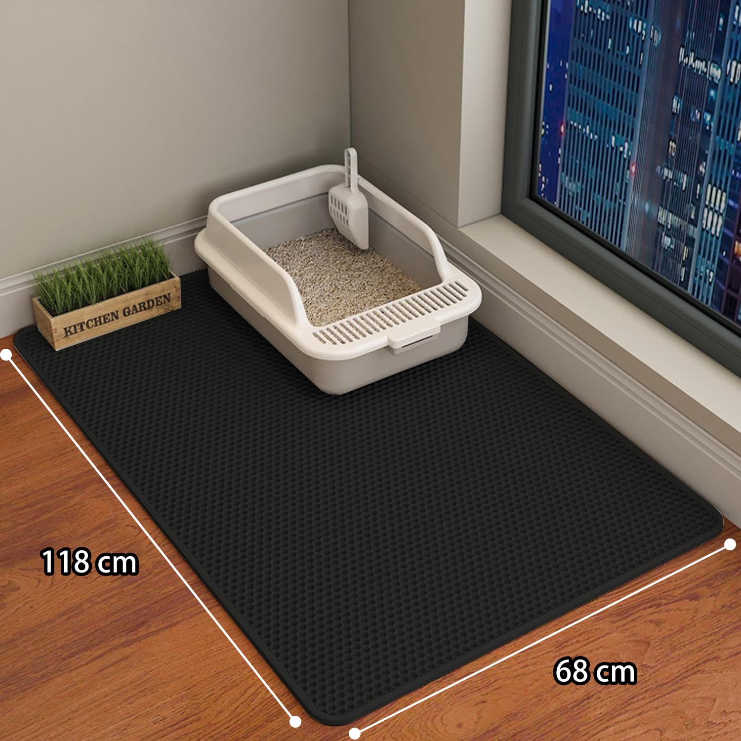 Cat Litter Mat - Cat Litter Mat Litter Trapping Mat 46X26/35X24/30X22/24X16/20X16/18X12 Inch Cat Litter Box Mat Extra Large, Hon