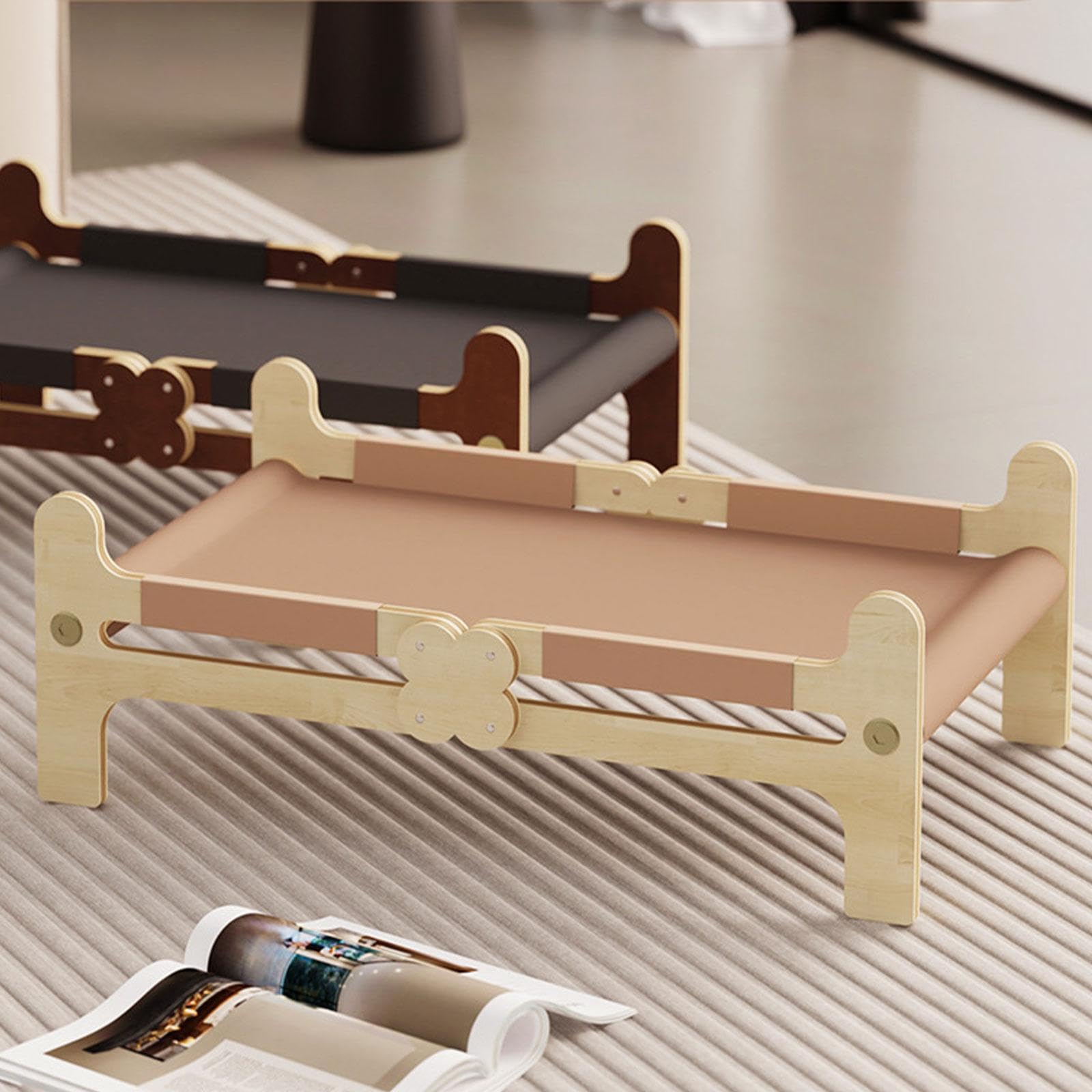SNAPPSY Wooden Elevated Dog Bed Breathable Stable Pet Bed for Backyard Camping Porch Black