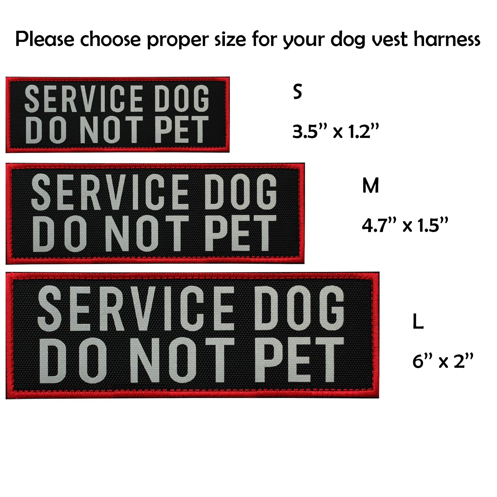 FITZNORA 2 Pcs Reflective Service Dog Do Not Pet Patch Set with Hook and Loop Fastener, Embroidered Border with Printed Letters