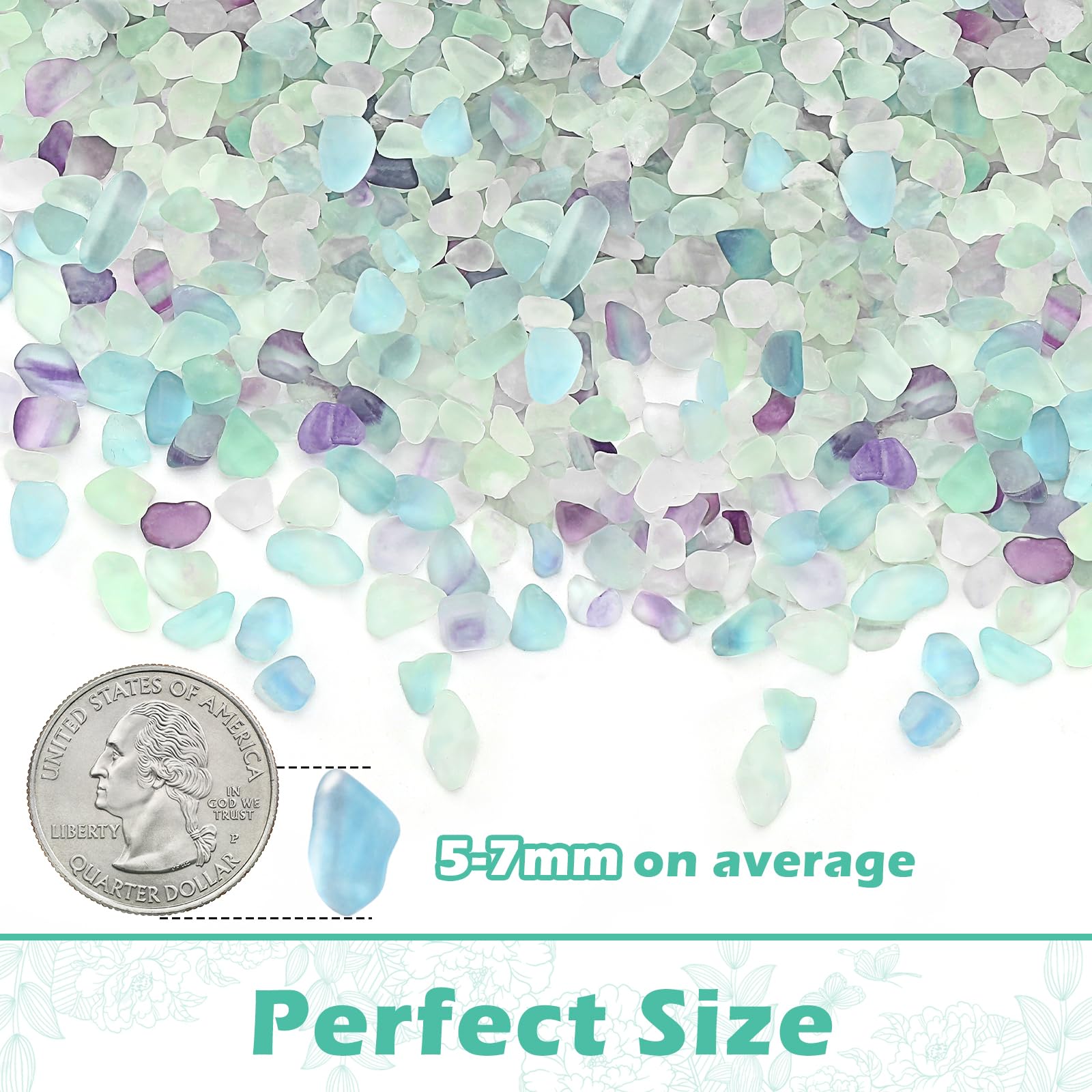 KUKUBAGS 2 Lb/920g Small Pebbles for Indoor Plants, 0.15-0.3 Decorative Pebbles Vase Filler, Crystal Chips Crushed Stone, Aquari