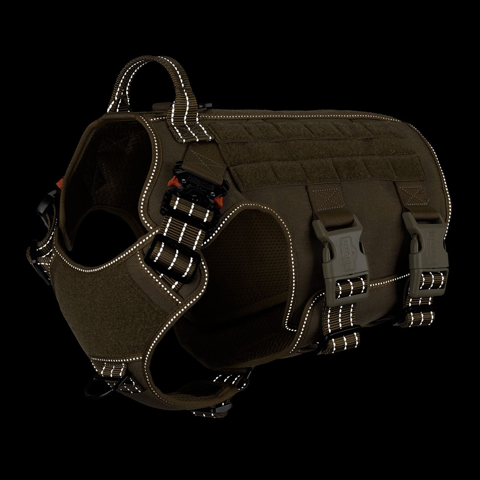 Icefang Reflective Tactical Dog Harness With 6X Buckles For X-Large Sized Dogs,Walking Training Work Dog Molle Vest With Handle,