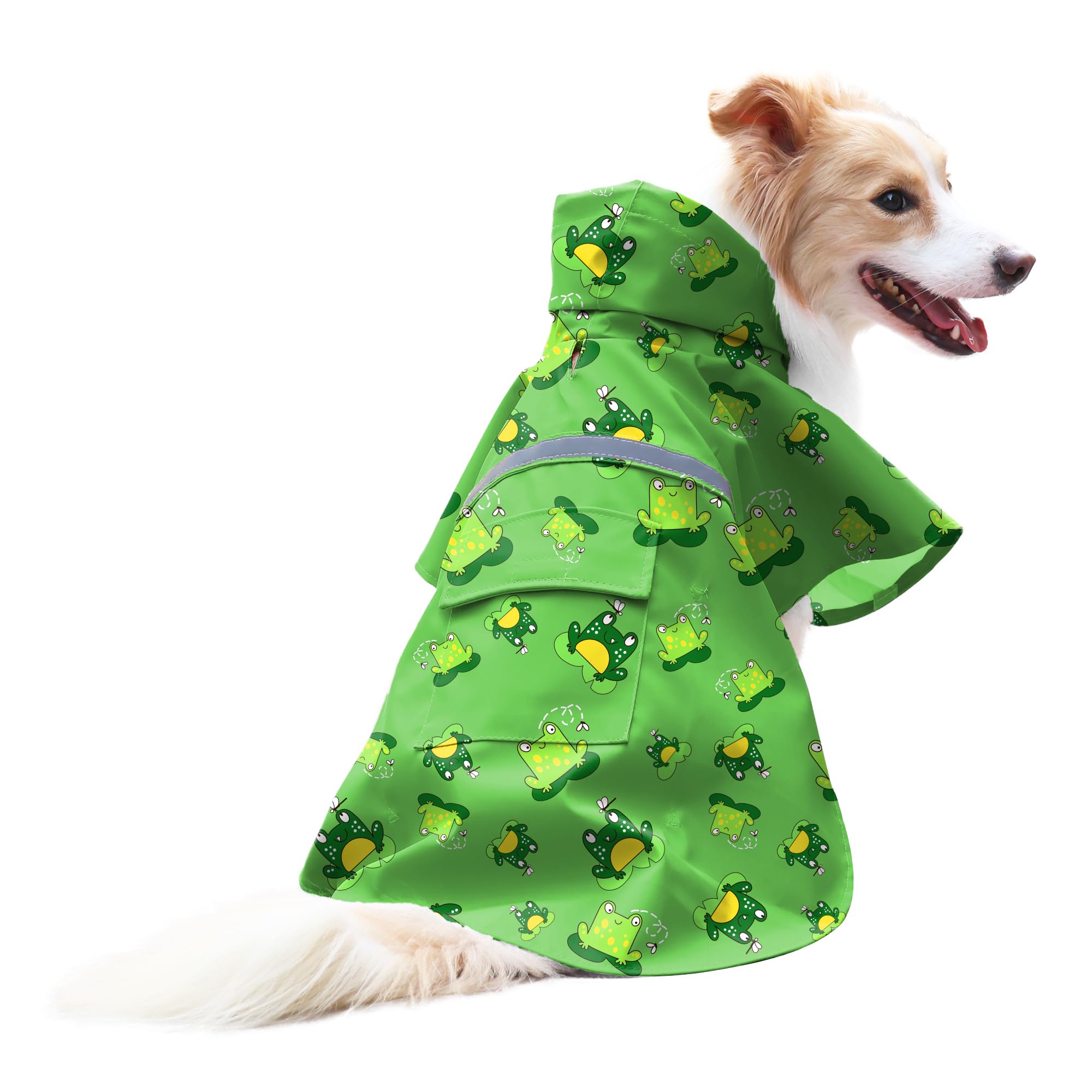 Delifur Large Dog Raincoat- Waterproof Dog Rain Poncho Adjustable Double Layer Rain Jacket With Hood For Medium Large Dogs Desig