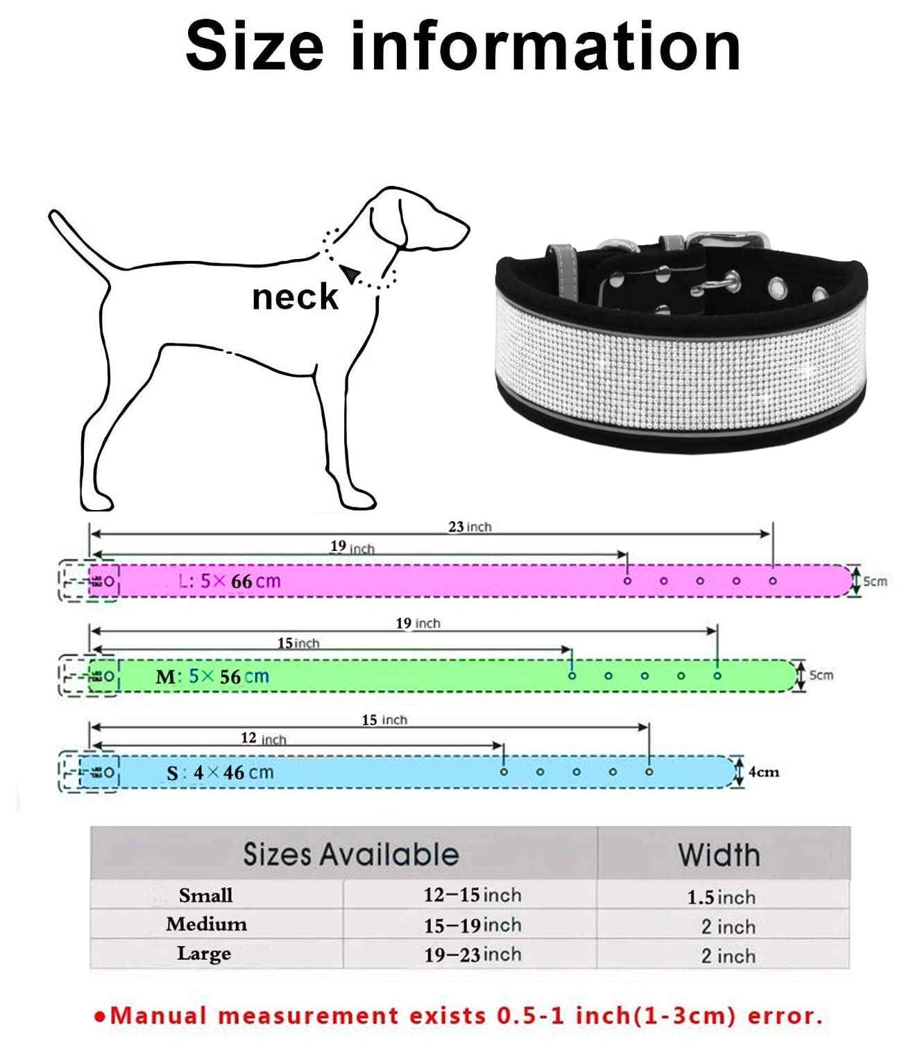 Bbmmayy Rhinestone Dog Collar Soft Comfortable Stylish Dog Collar With Bright Reflective Stripe Adjustable Diamond Crystal Pet C